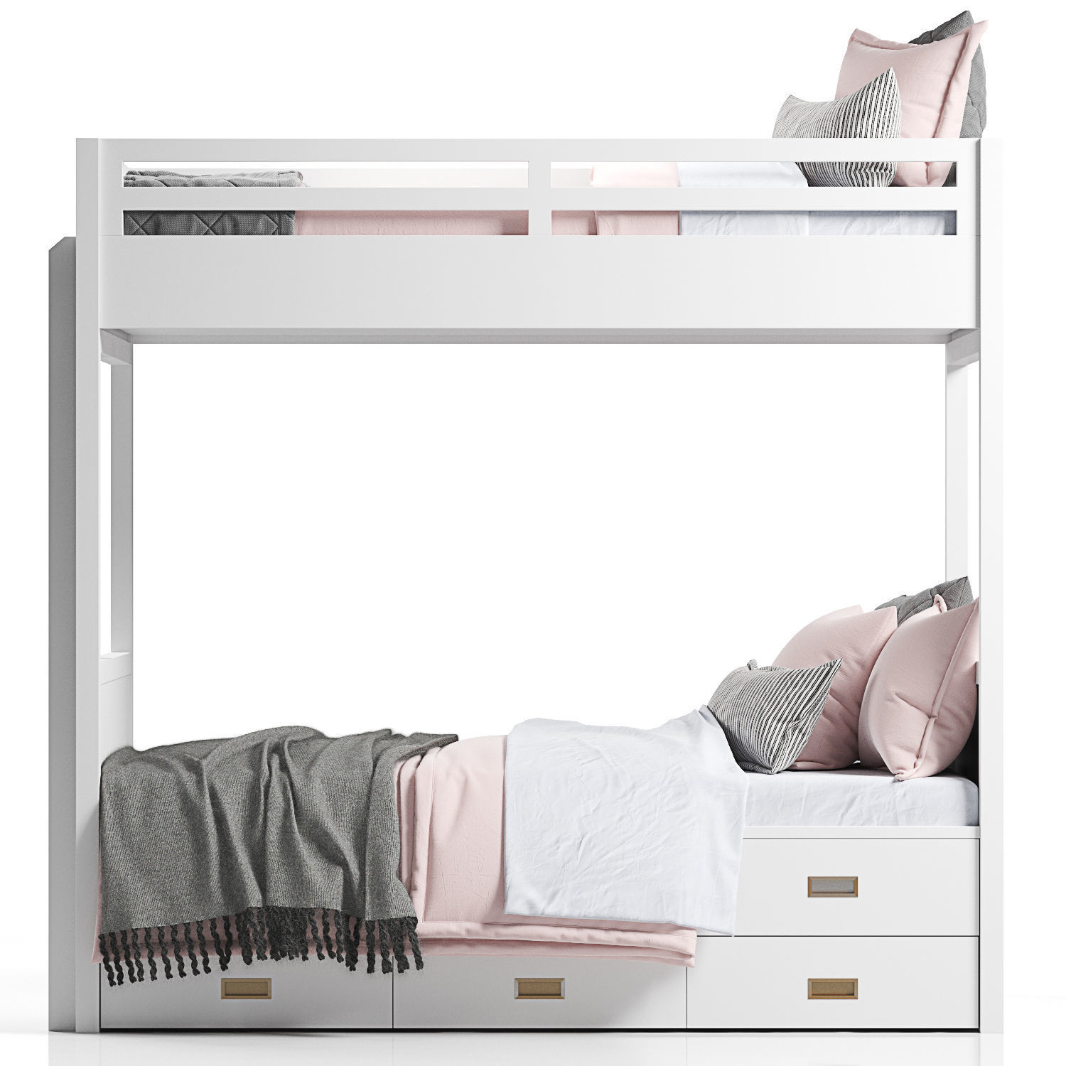 Avalon Bunk Bed with Trundle 3D model_1