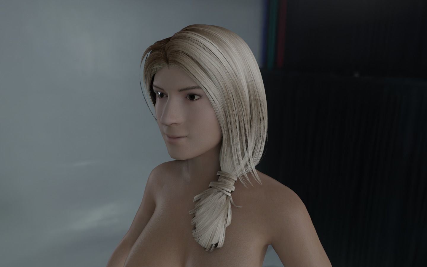 WOMAN HAIR 7 Low-poly 3D model_2