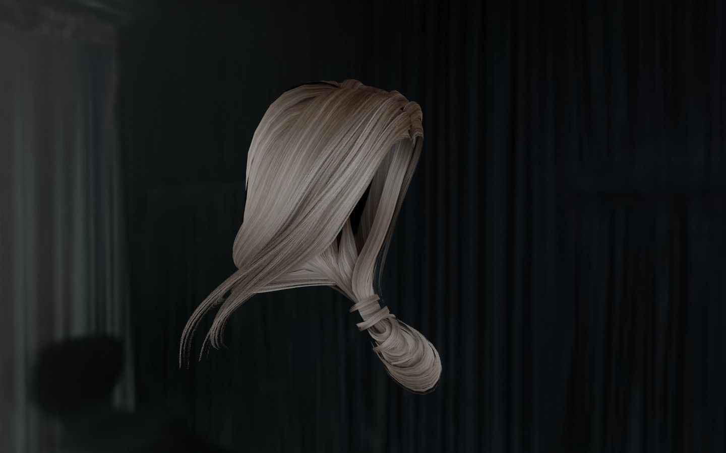 WOMAN HAIR 7 Low-poly 3D model_9
