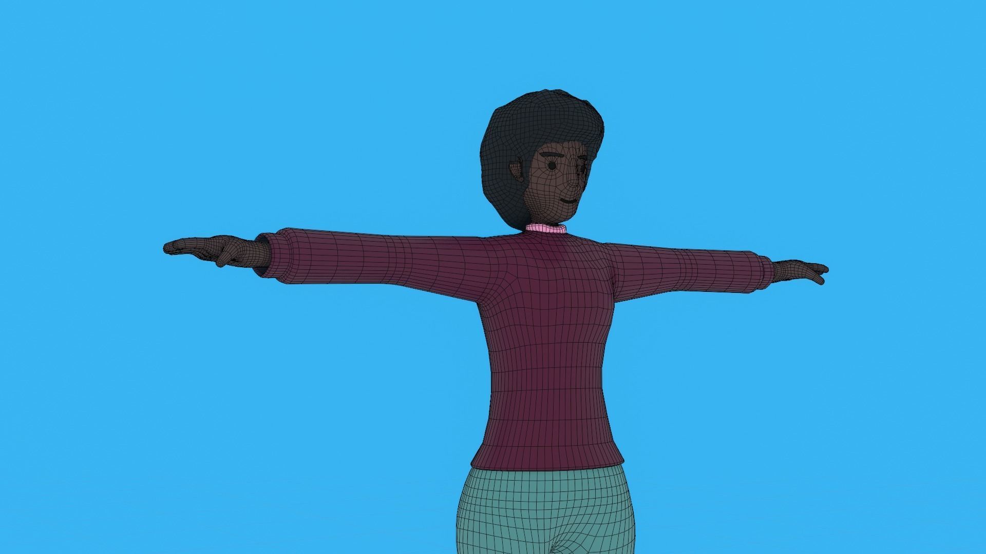 Cartoon Motion Character Woman Low-poly 3D model_8