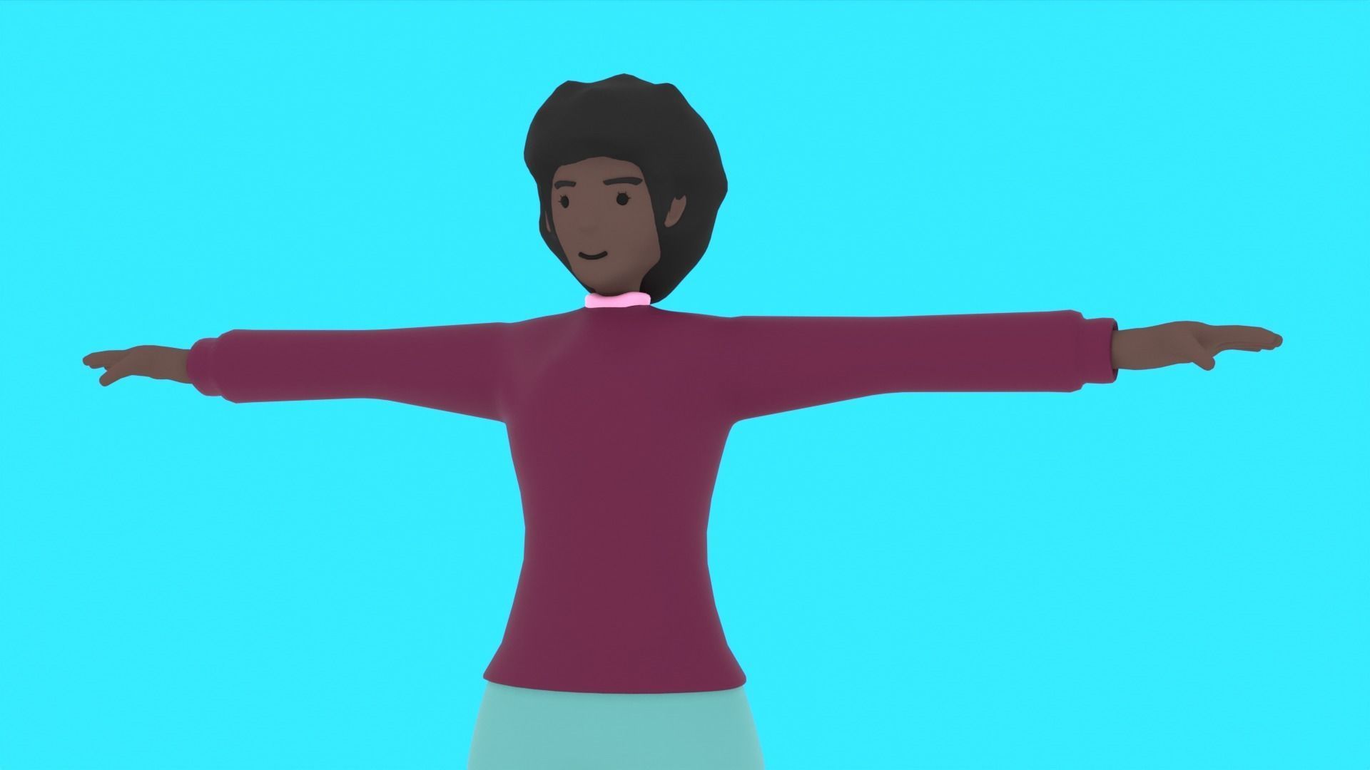 Cartoon Motion Character Woman Low-poly 3D model_3