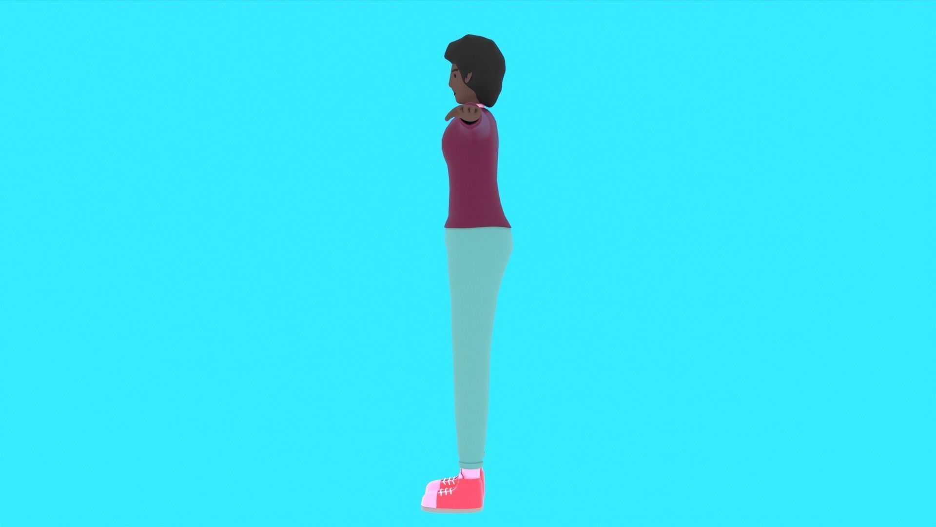 Cartoon Motion Character Woman Low-poly 3D model_6
