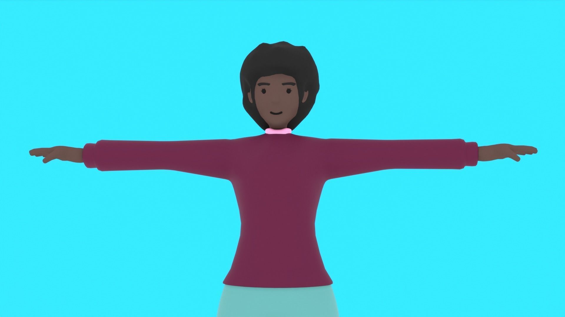 Cartoon Motion Character Woman Low-poly 3D model_2