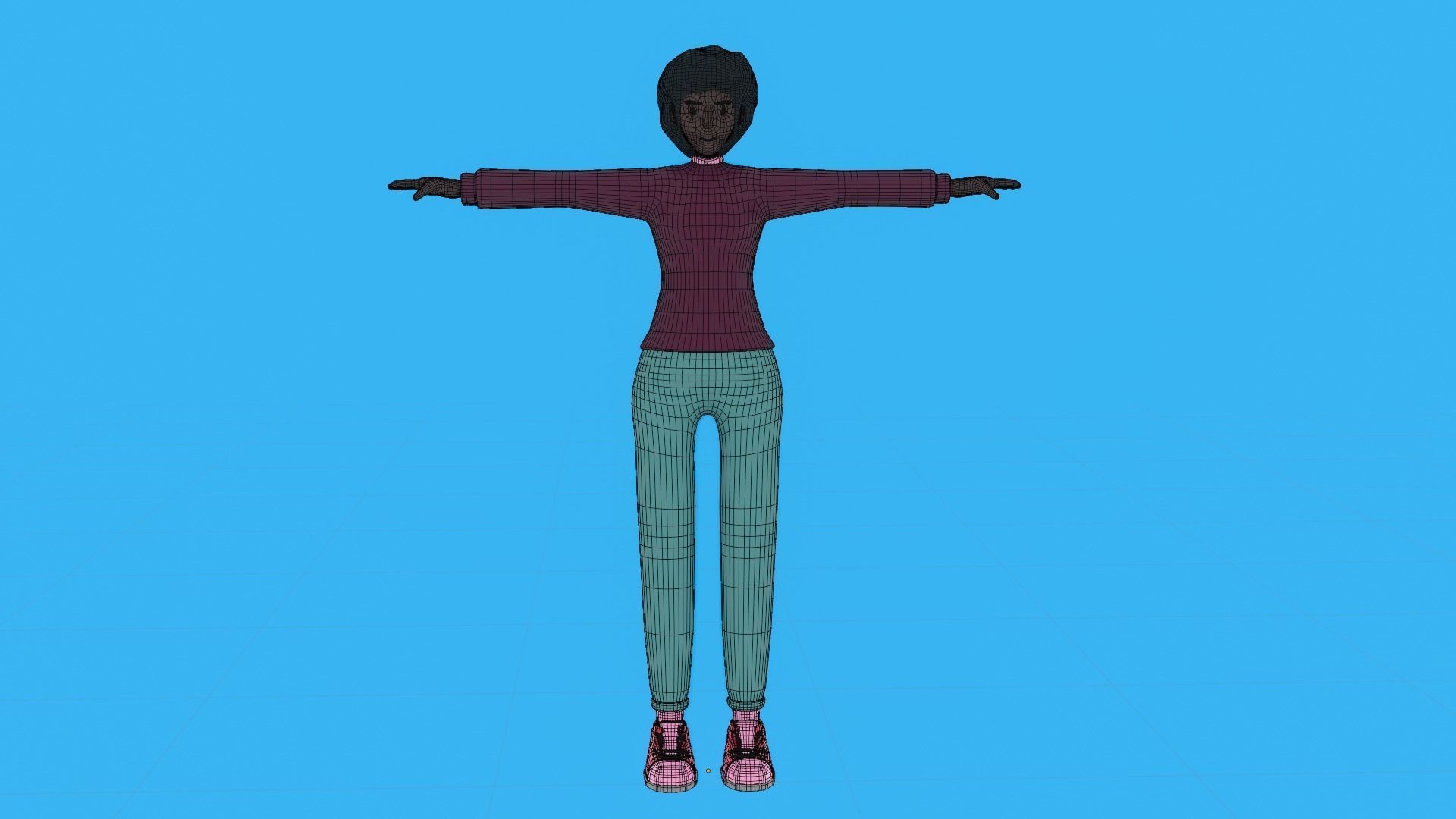 Cartoon Motion Character Woman Low-poly 3D model_12