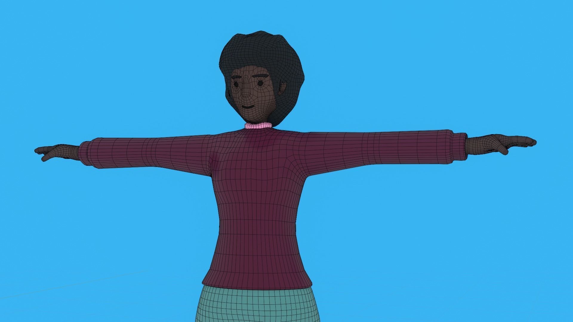 Cartoon Motion Character Woman Low-poly 3D model_10