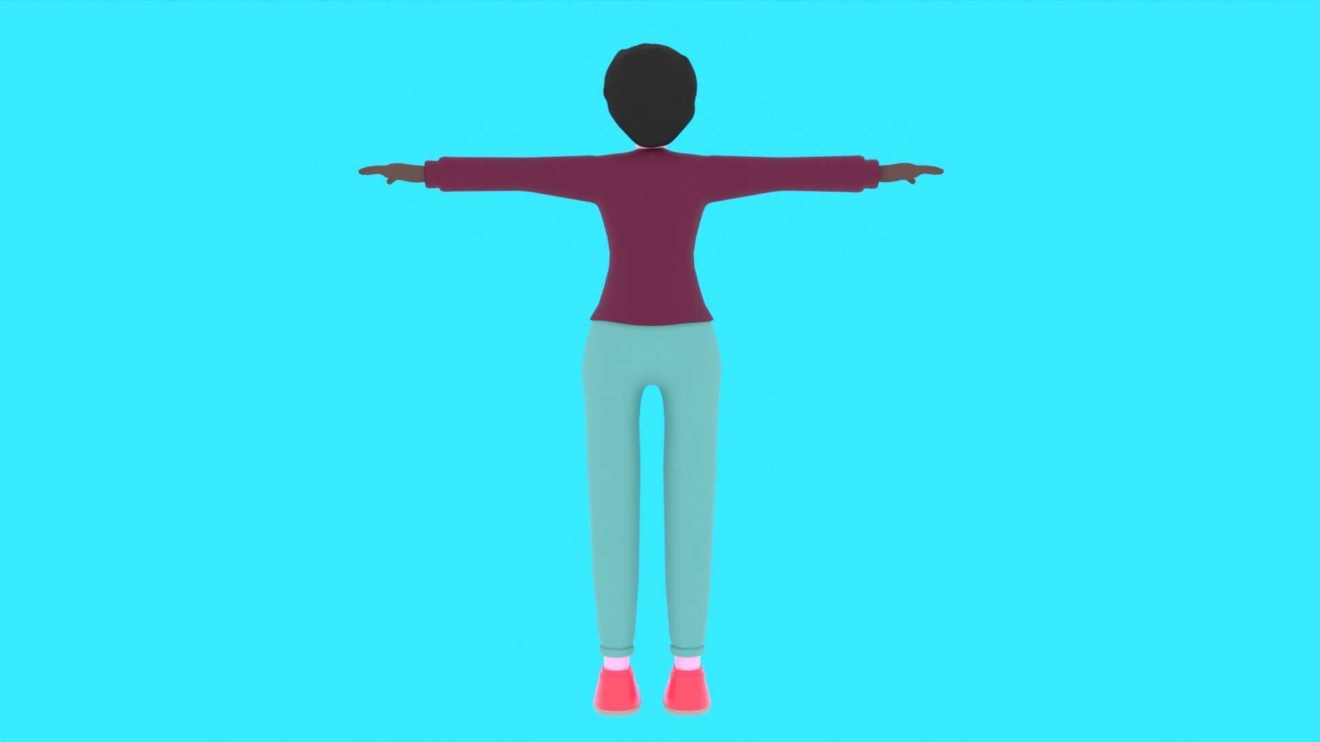 Cartoon Motion Character Woman Low-poly 3D model_7