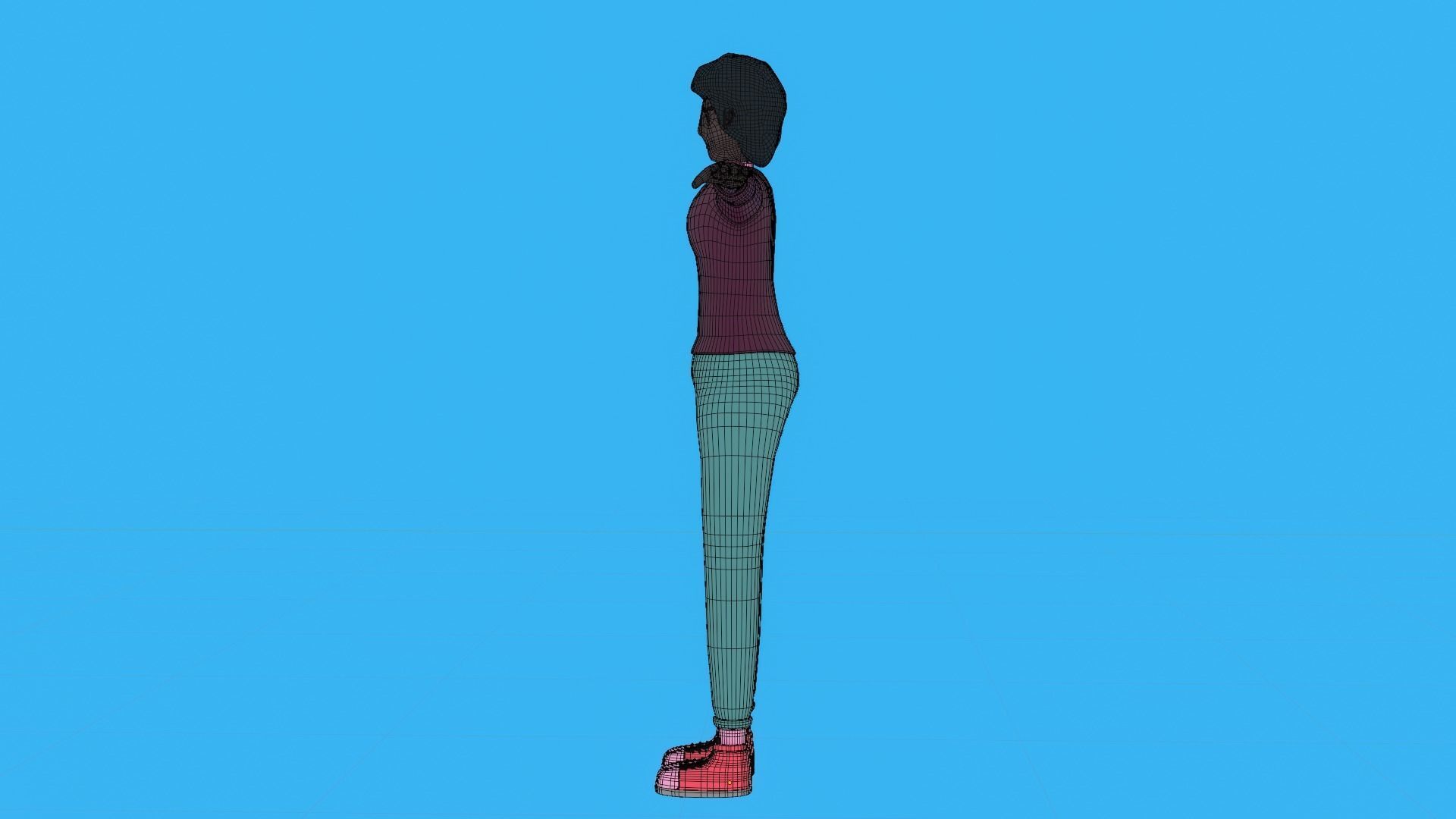 Cartoon Motion Character Woman Low-poly 3D model_13