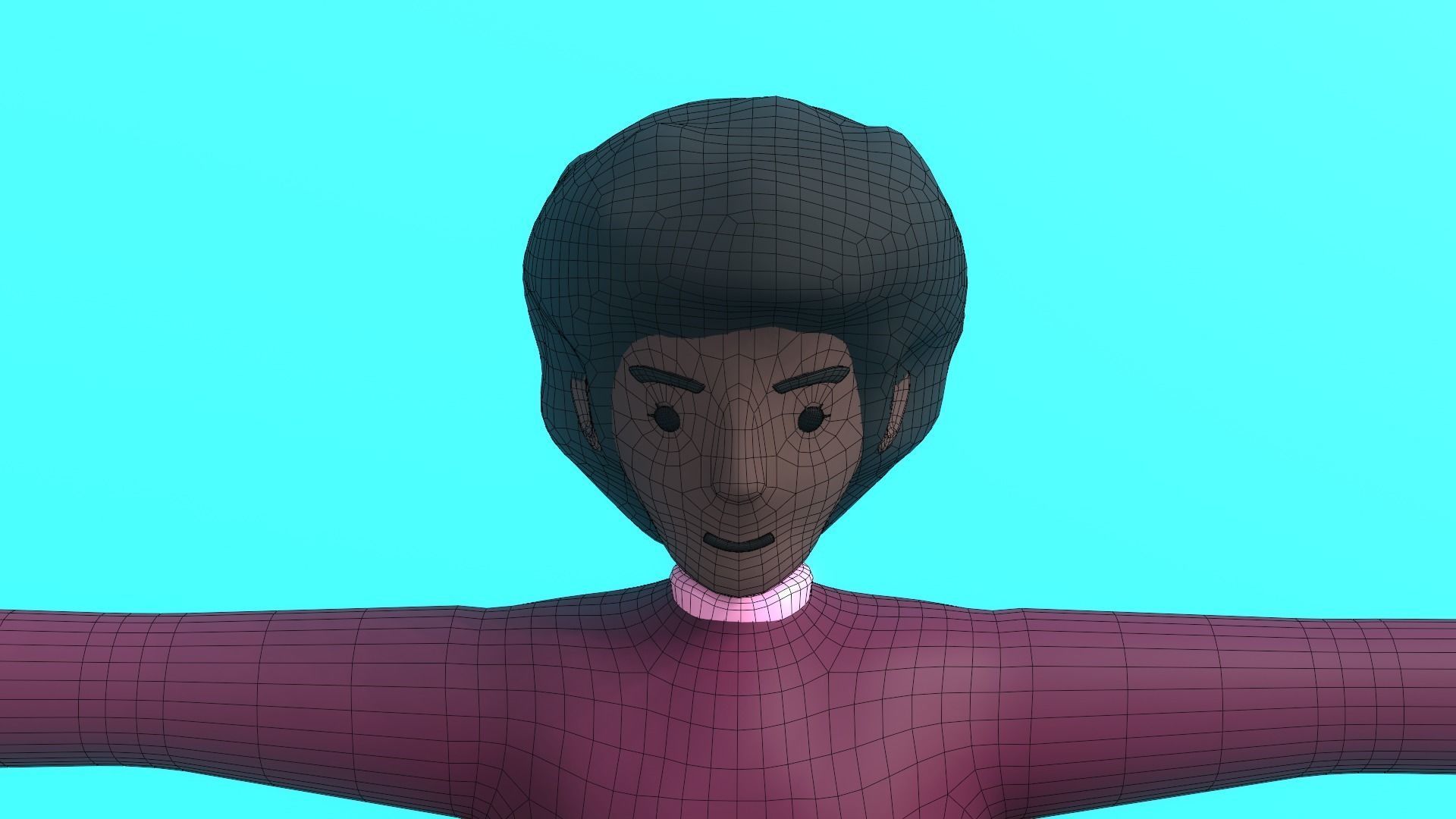 Cartoon Motion Character Woman Low-poly 3D model_15