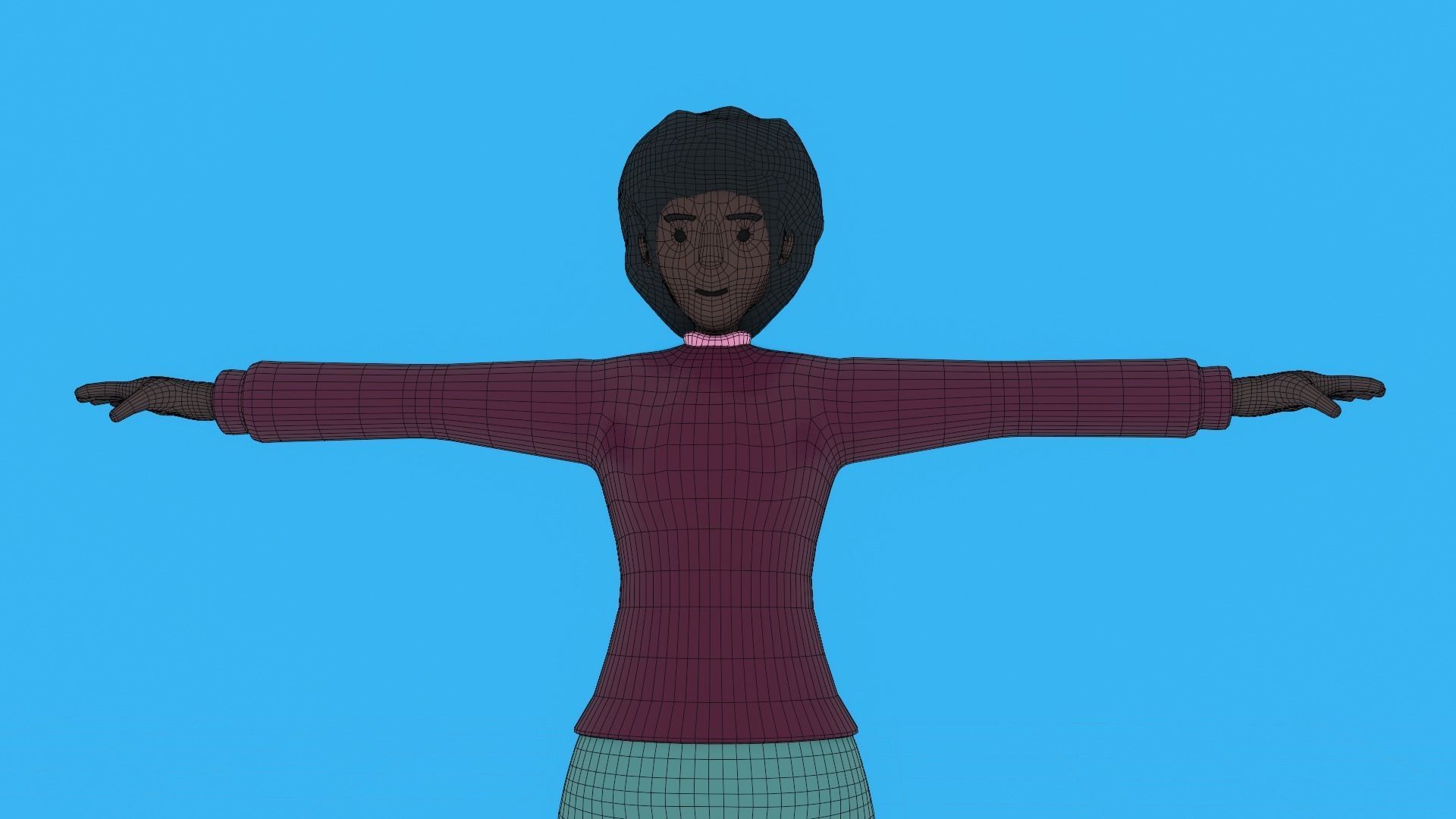 Cartoon Motion Character Woman Low-poly 3D model_9