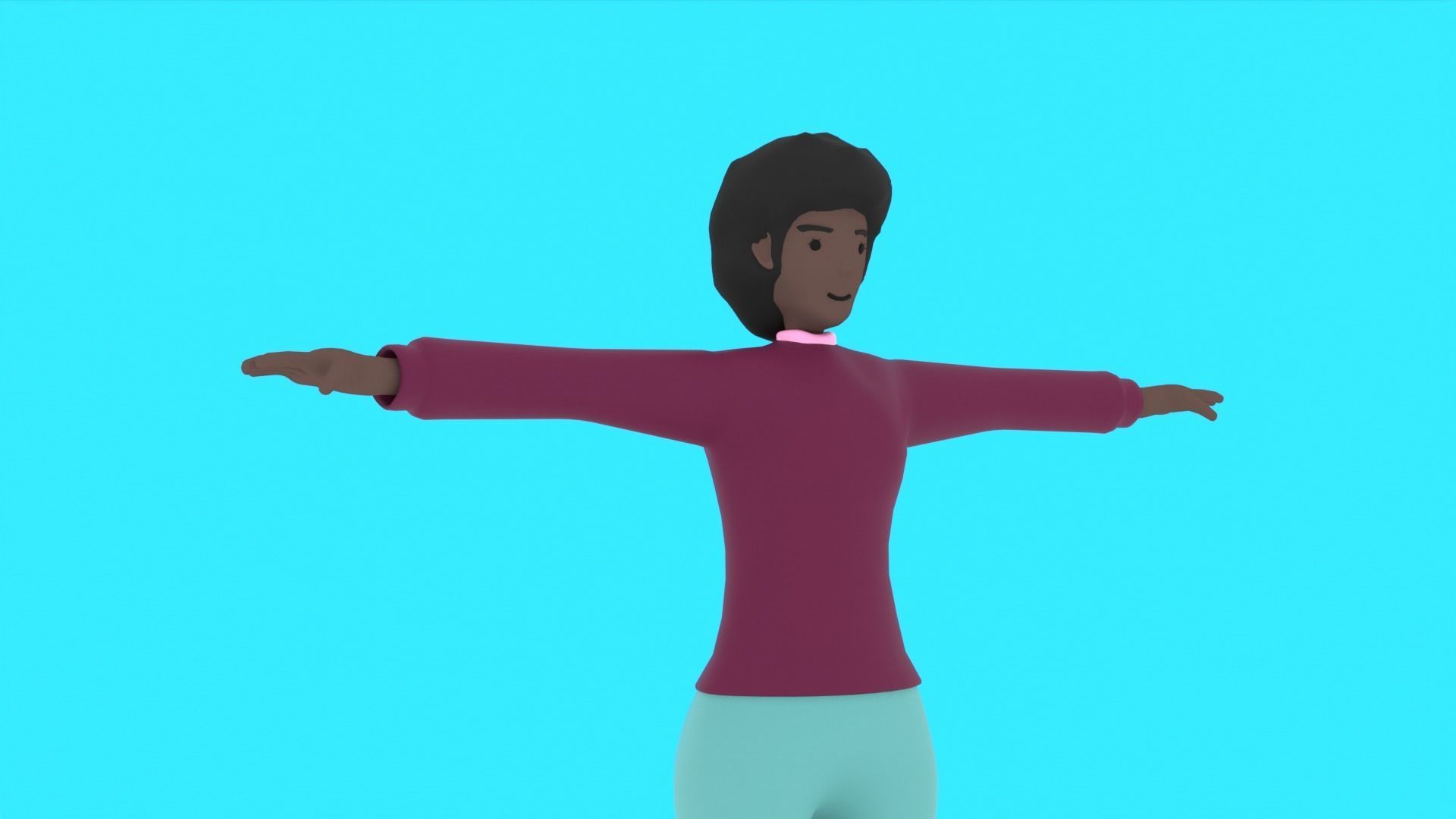 Cartoon Motion Character Woman Low-poly 3D model_1