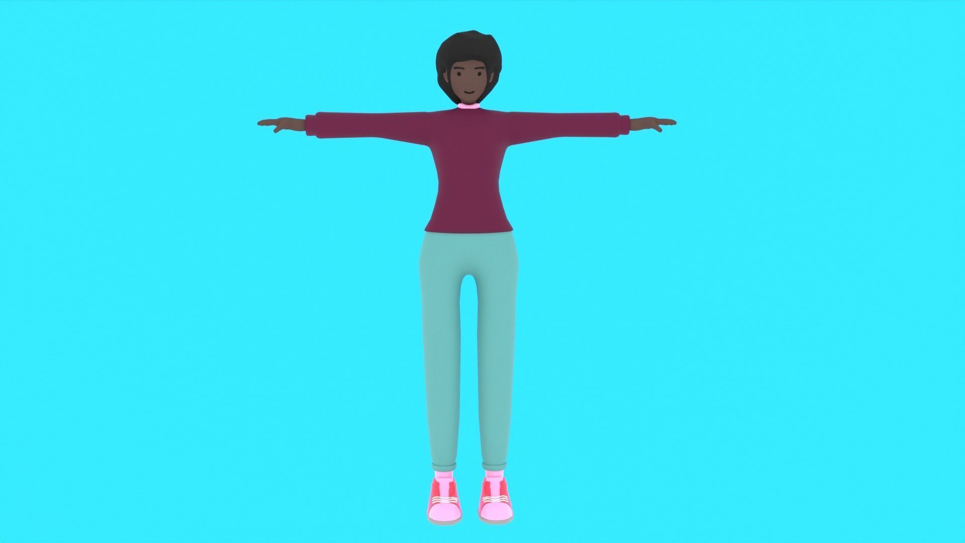 Cartoon Motion Character Woman Low-poly 3D model_5