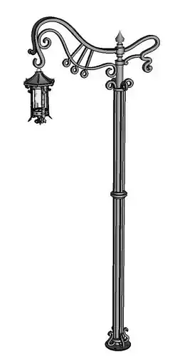 Outdoor lantern with one arm