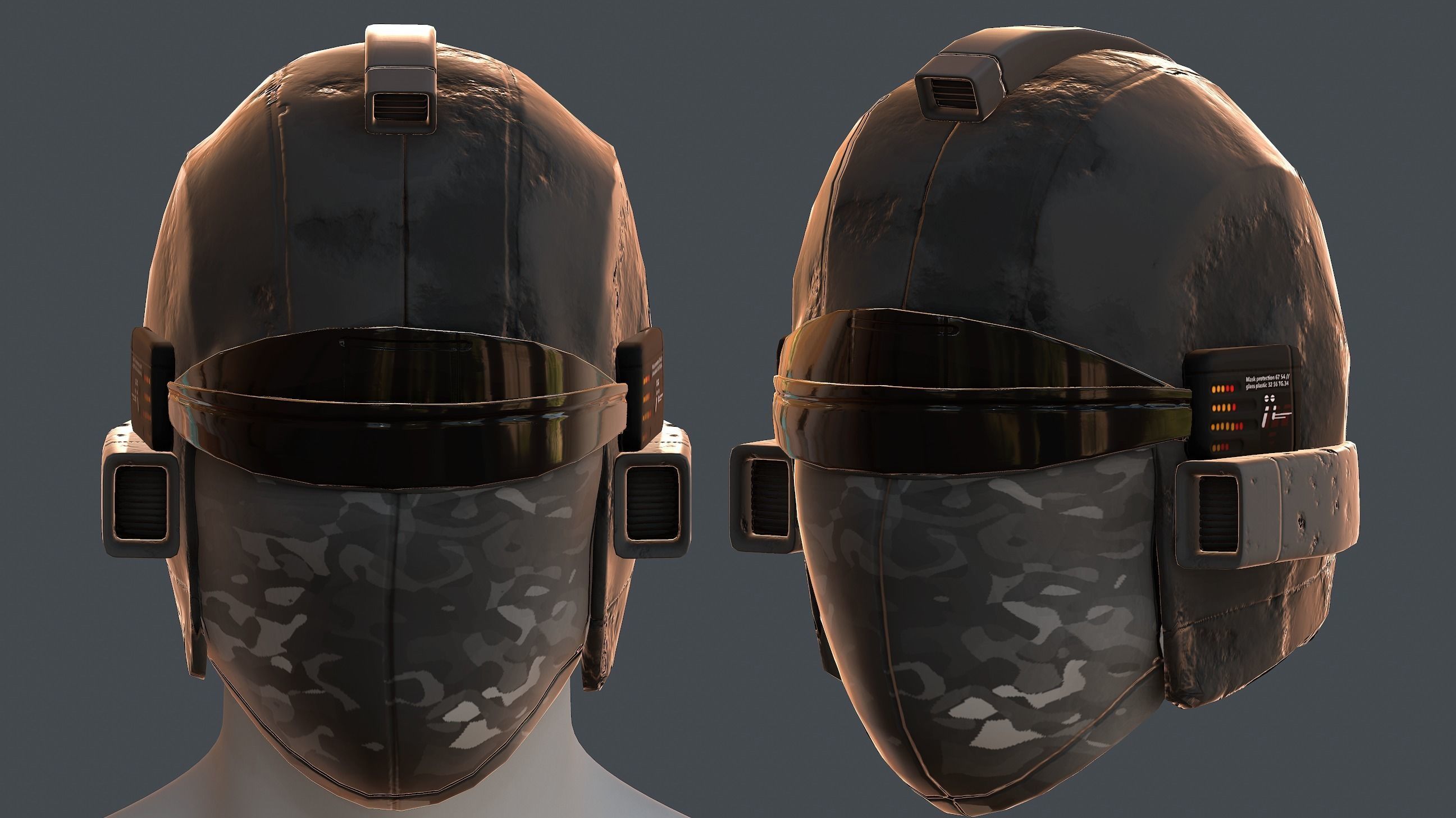 Helmet plastic mask protection  Low-poly 3D model Low-poly 3D model_1