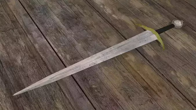 Old Medieval Sword Low Poly