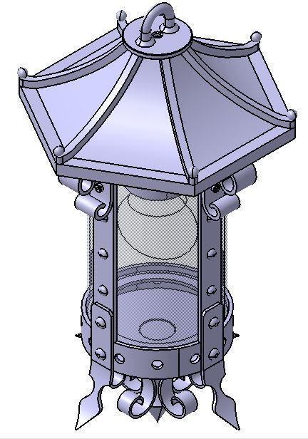 Medieval lamp 3D model_1