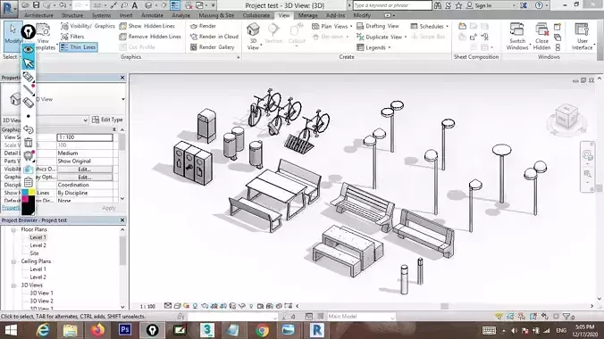 revit urban furniture  families pack 3D model