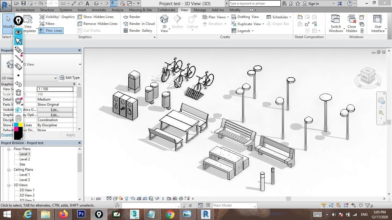 revit urban furniture families pack 3D model CGTrader