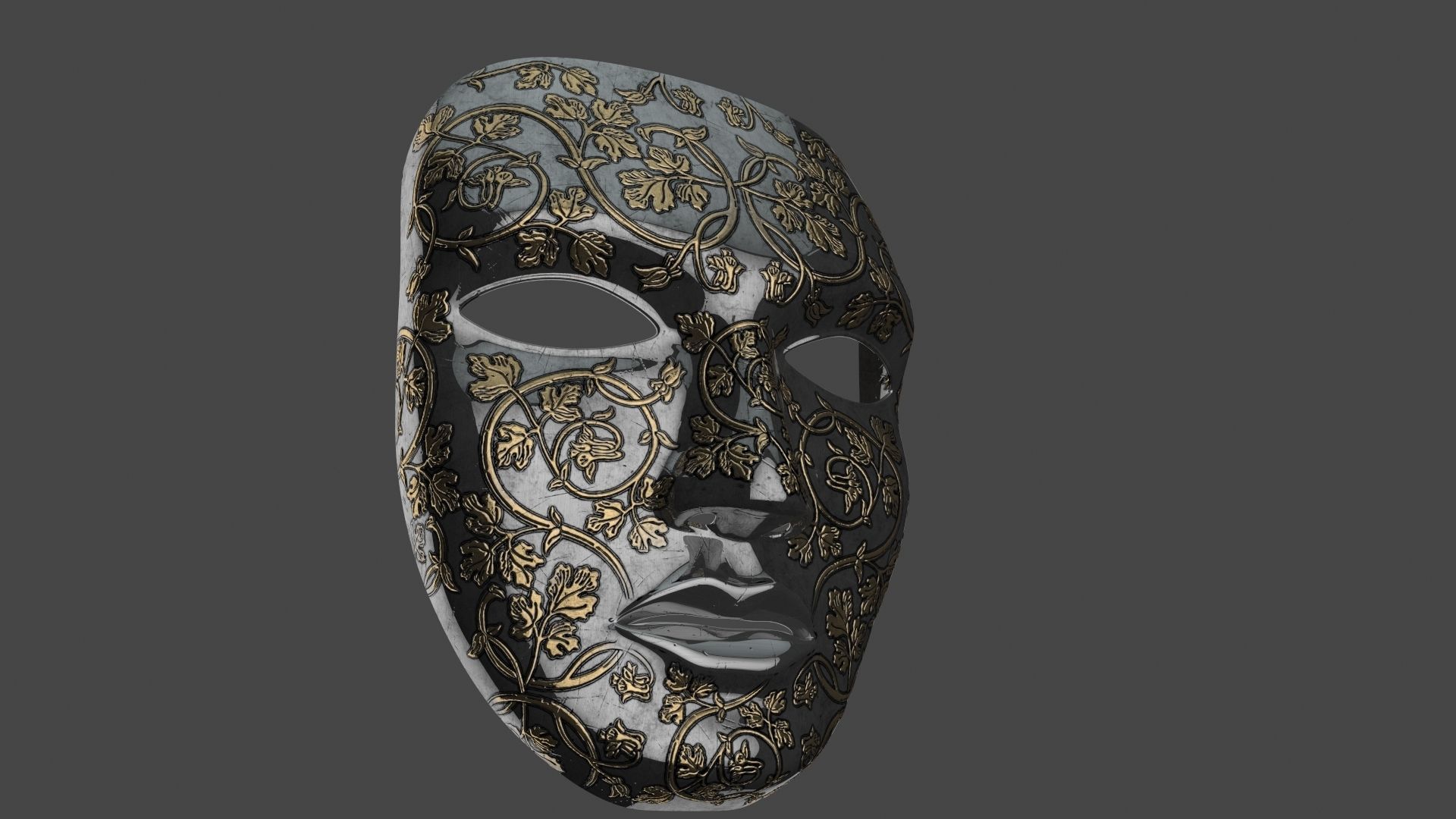 Metal mask Low-poly 3D model_20