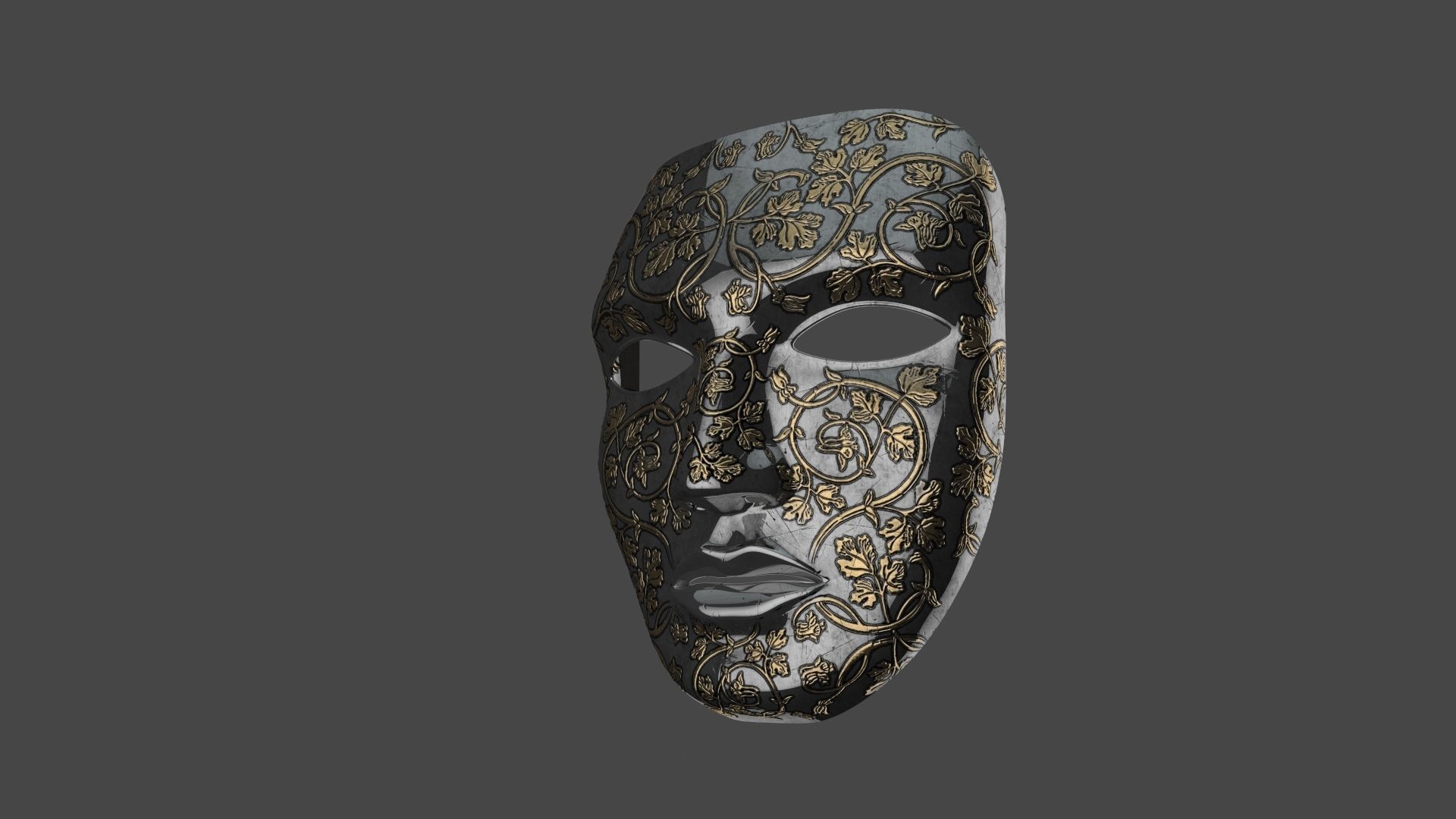 Metal mask Low-poly 3D model_1