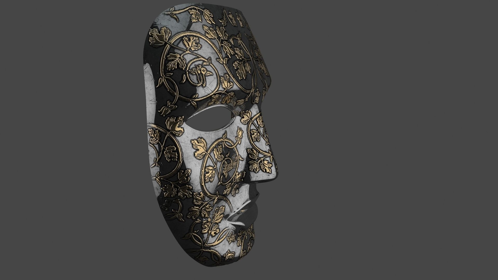 Metal mask Low-poly 3D model_2