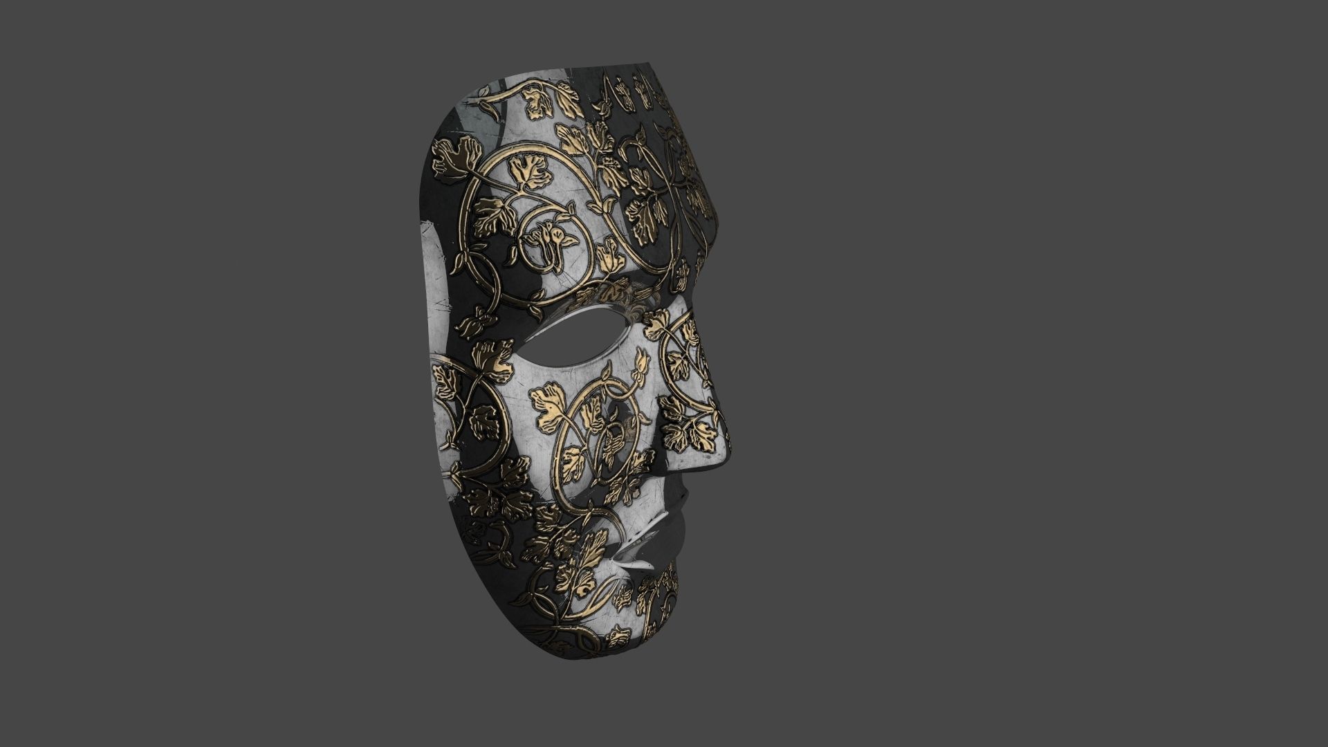 Metal mask Low-poly 3D model_23