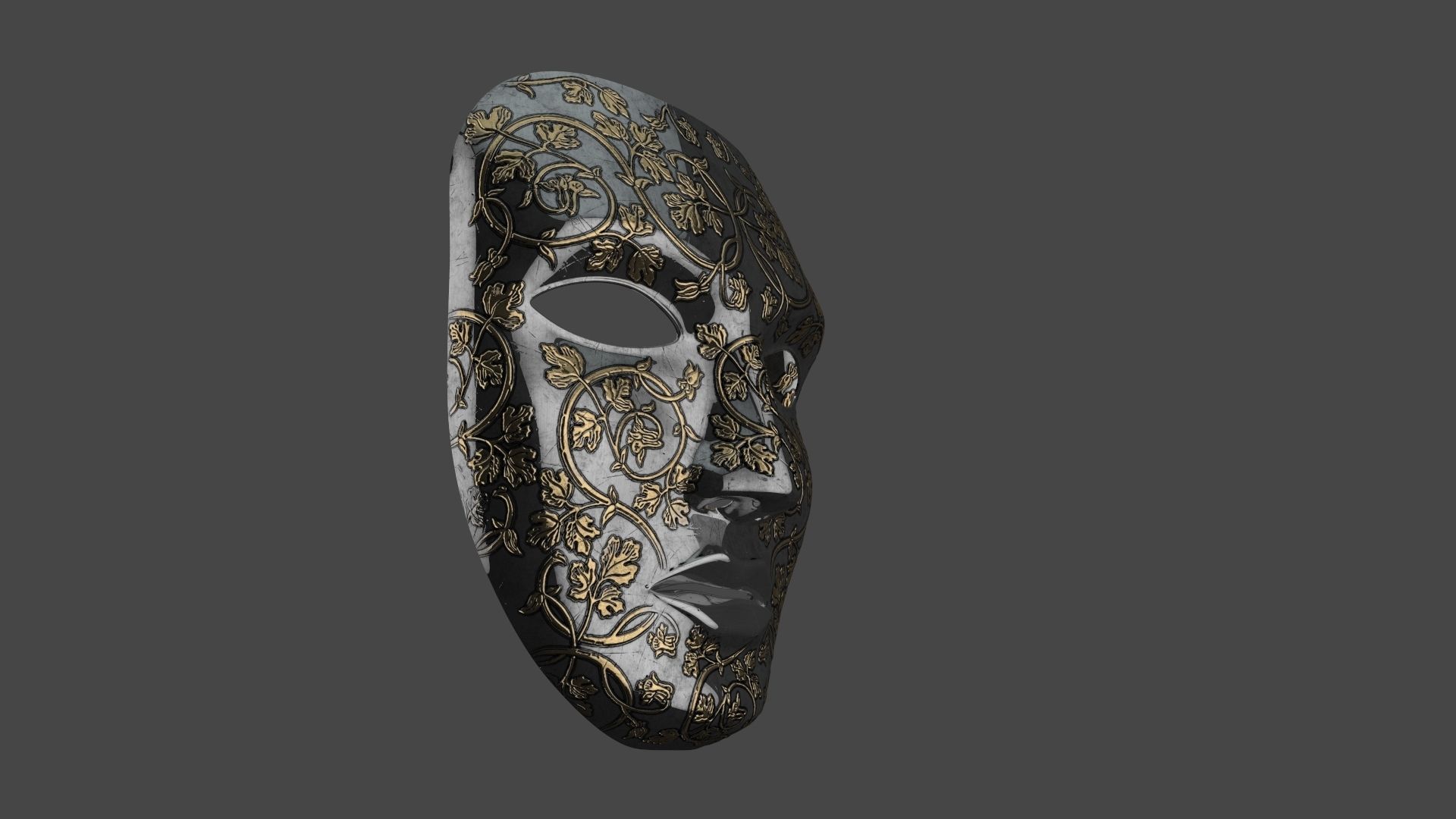 Metal mask Low-poly 3D model_22