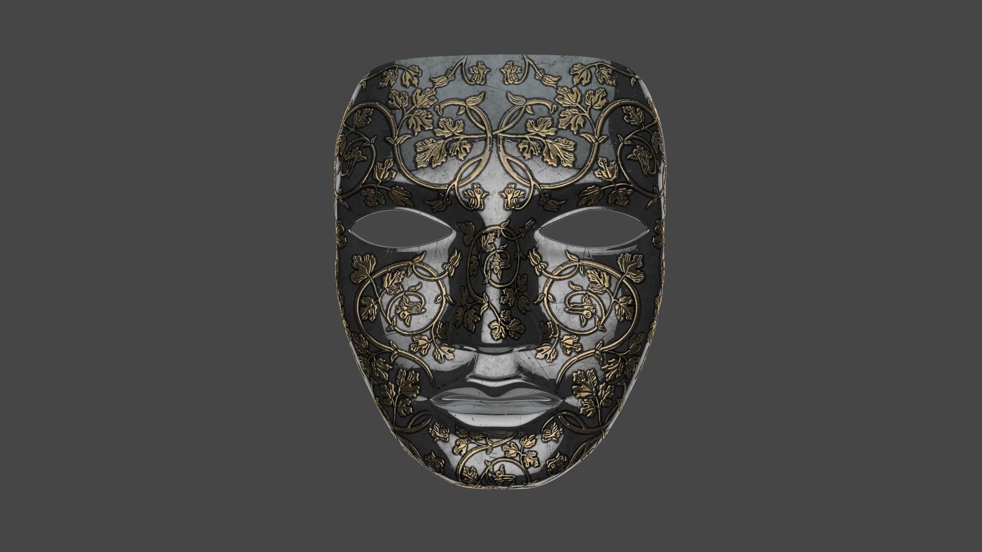 Metal mask Low-poly 3D model_8