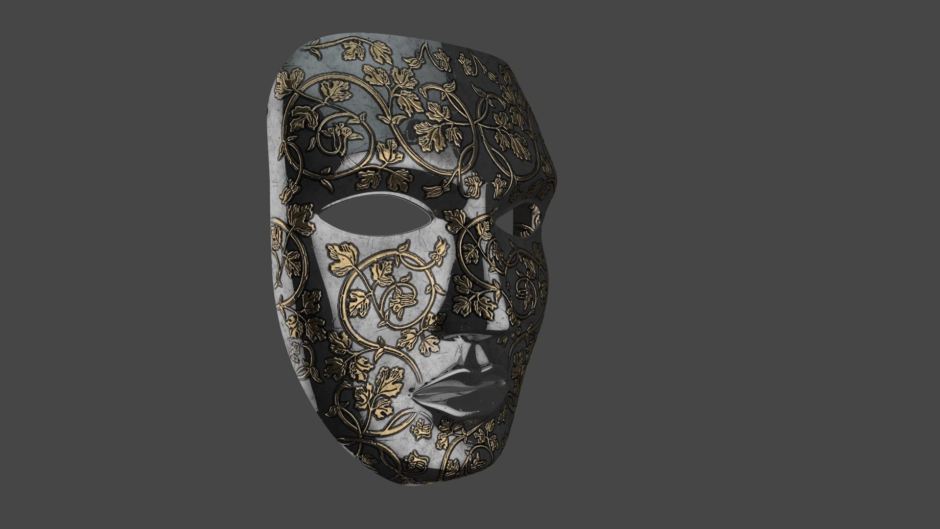 Metal mask Low-poly 3D model_5