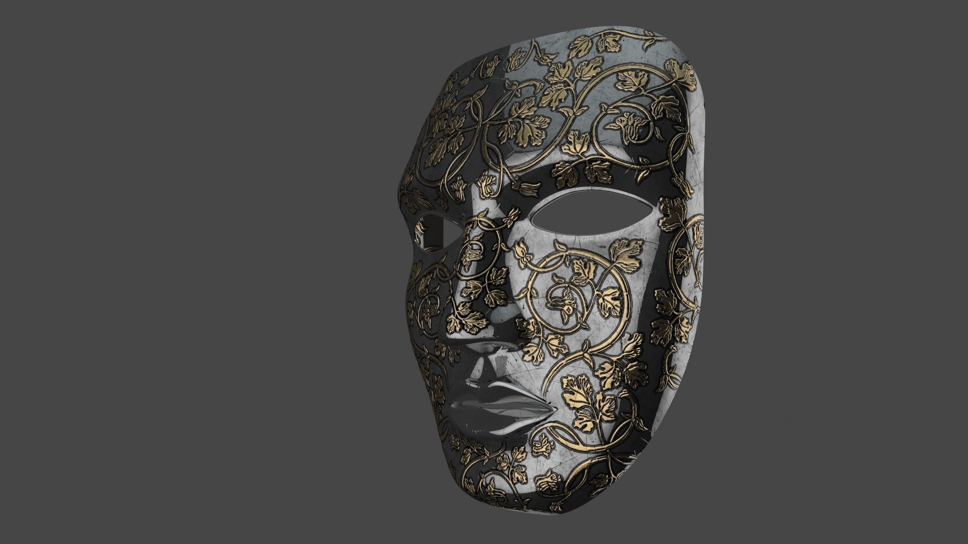 Metal mask Low-poly 3D model_12
