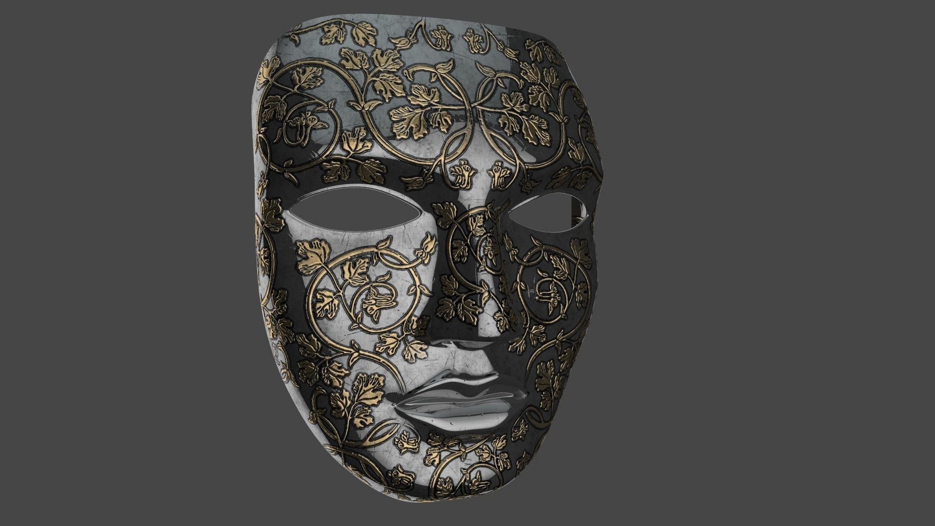 Metal mask Low-poly 3D model_21