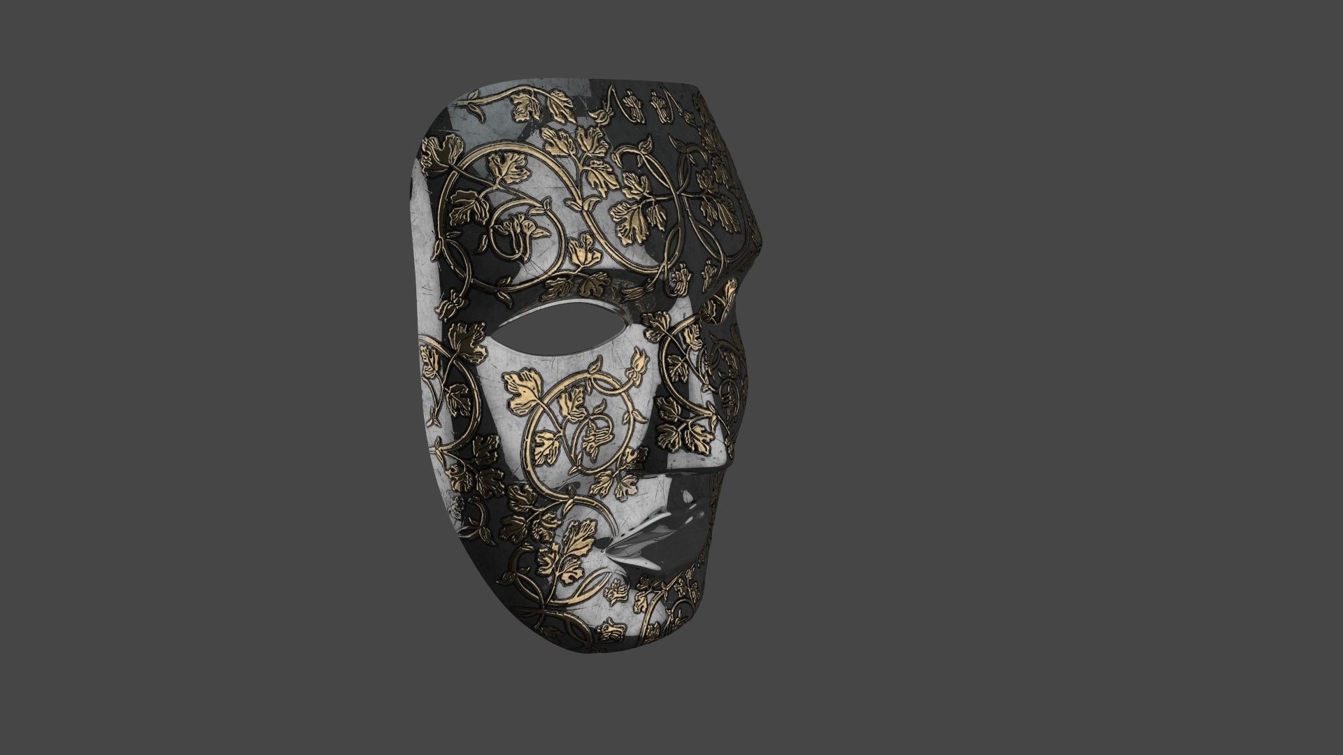 Metal mask Low-poly 3D model_4