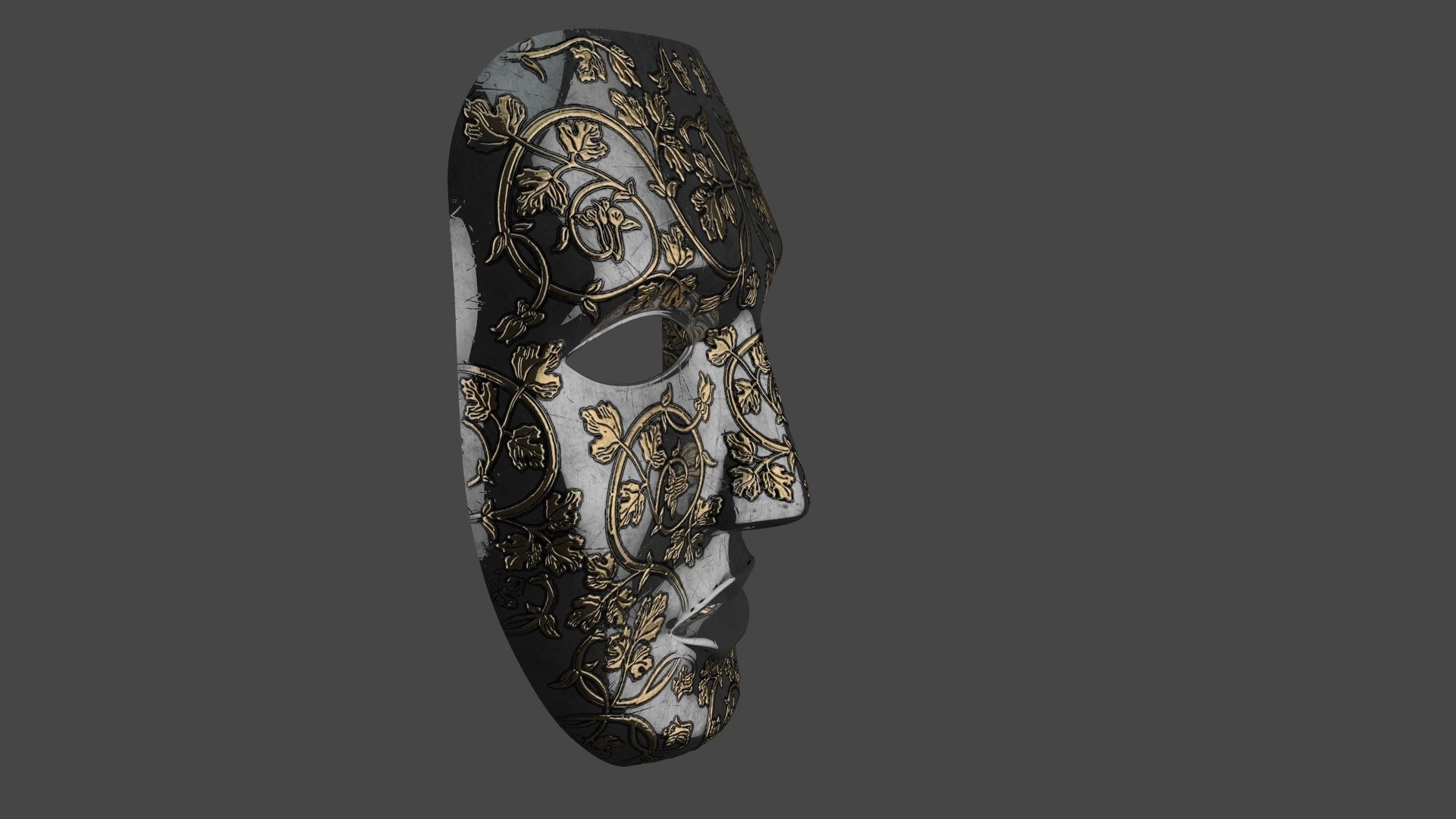 Metal mask Low-poly 3D model_25