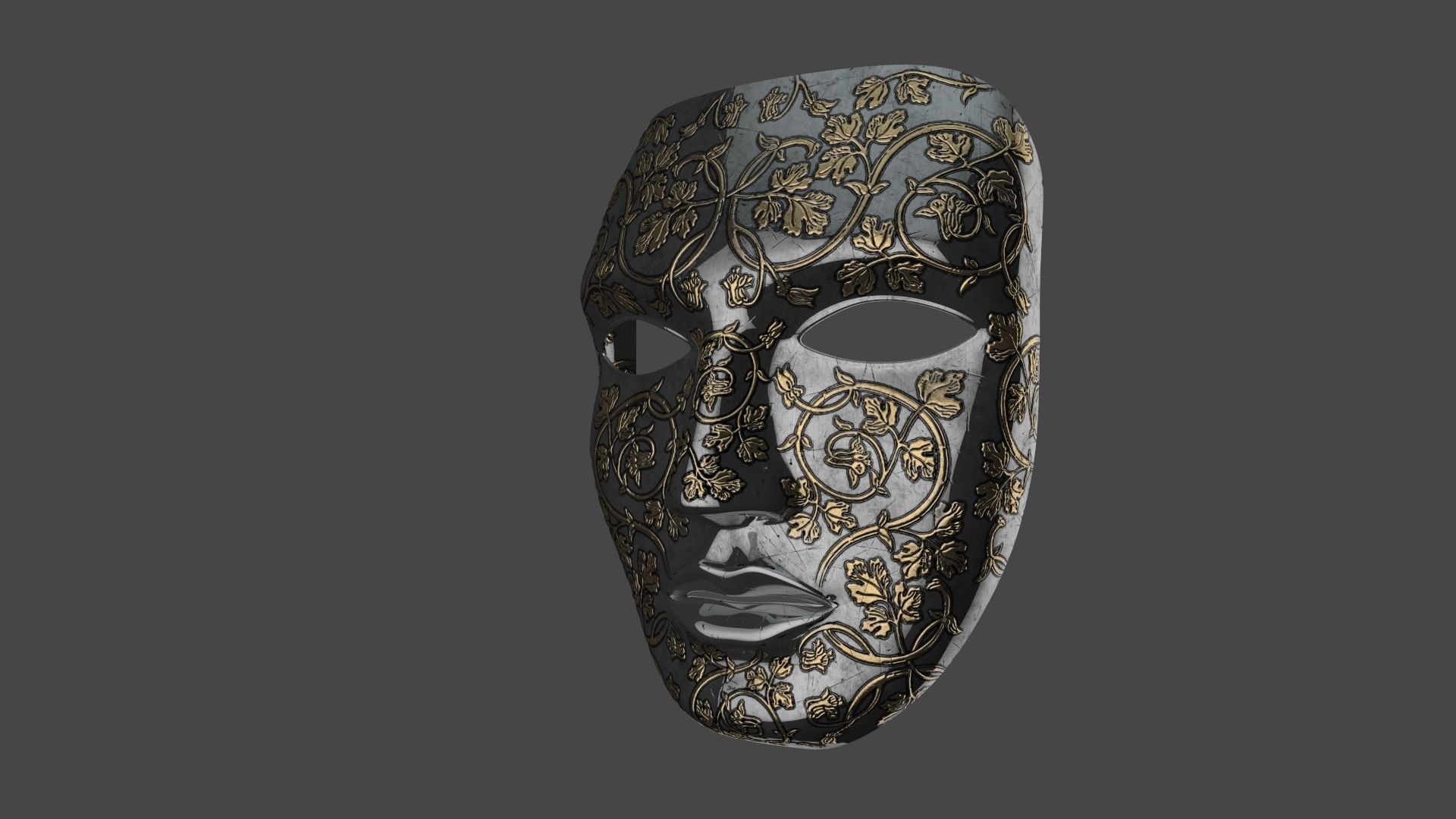 Metal mask Low-poly 3D model_11