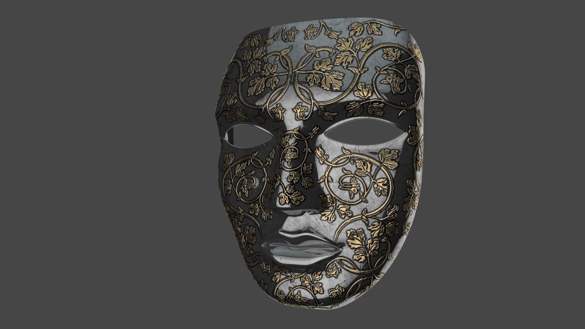 Metal mask Low-poly 3D model_10