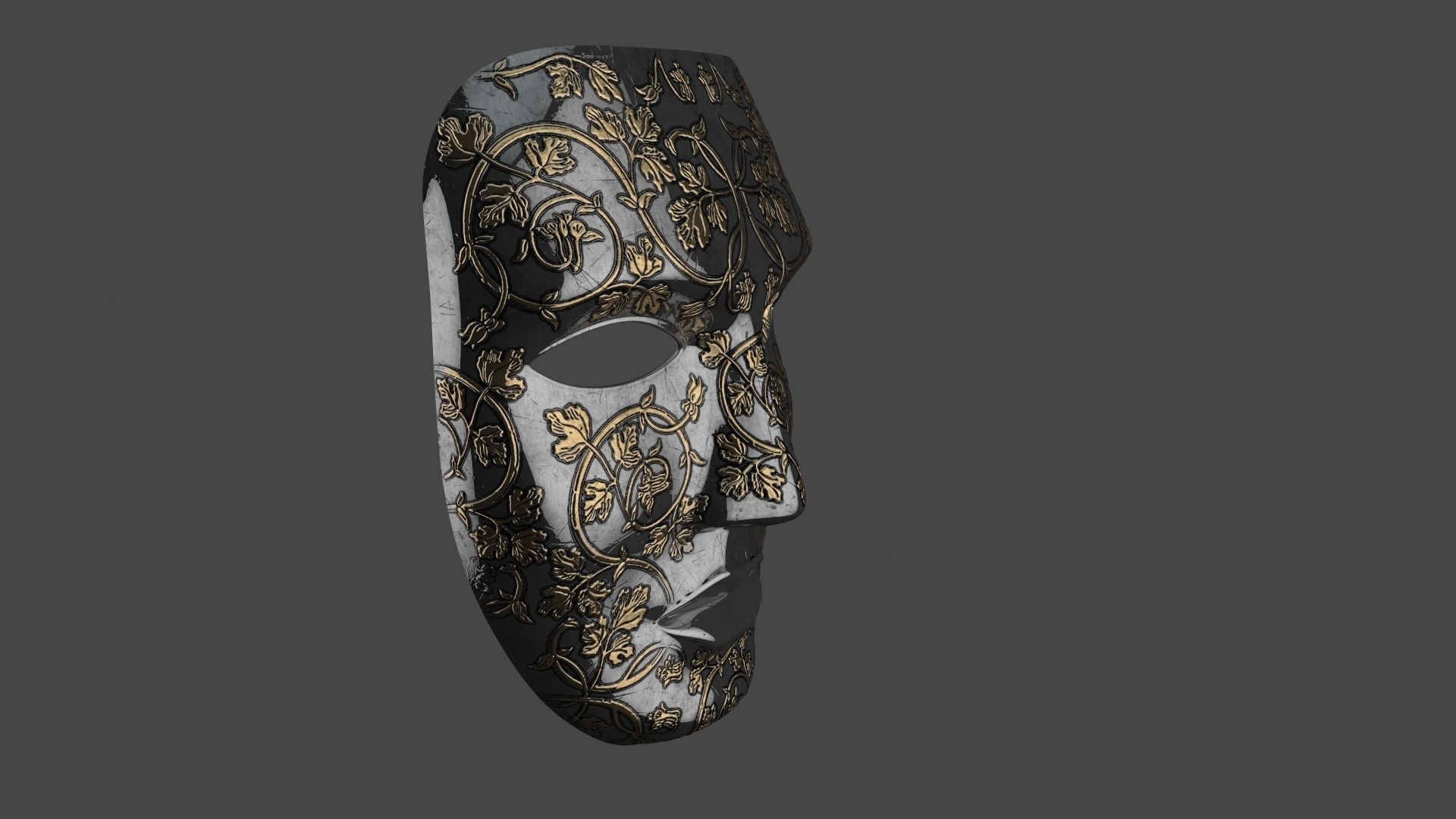 Metal mask Low-poly 3D model_3