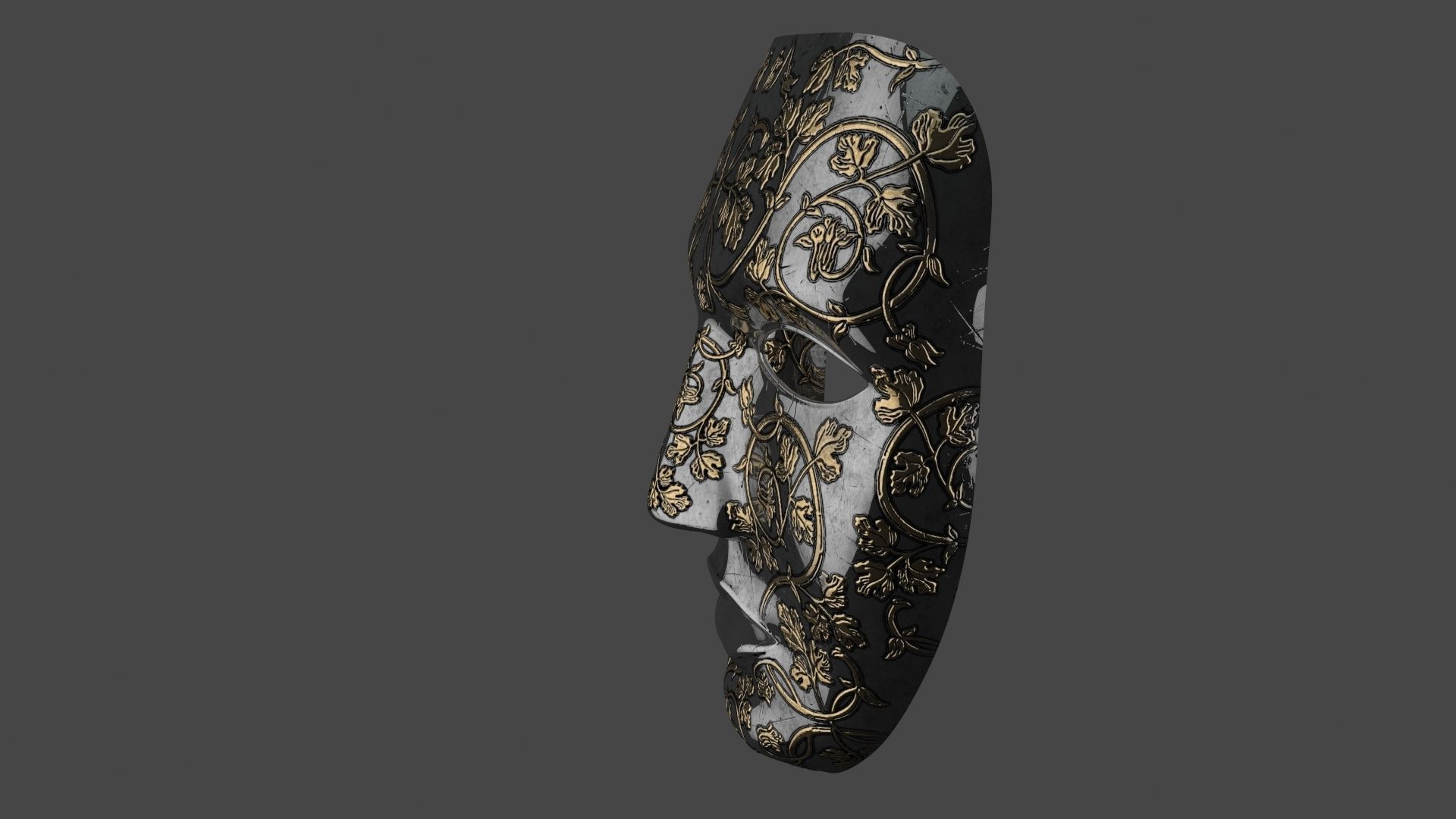 Metal mask Low-poly 3D model_14
