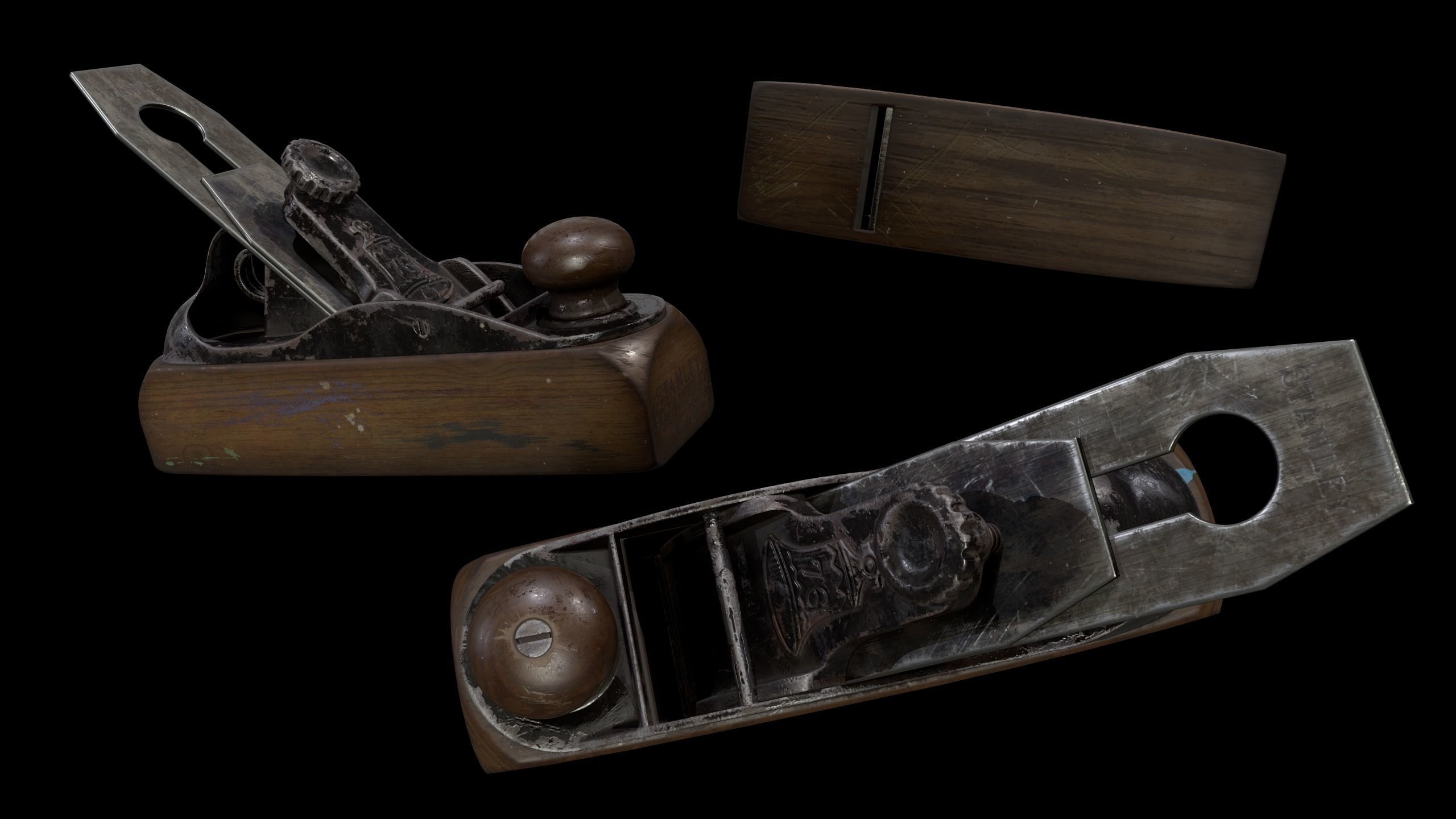 Jack-plane two planes Low-poly 3D model_4