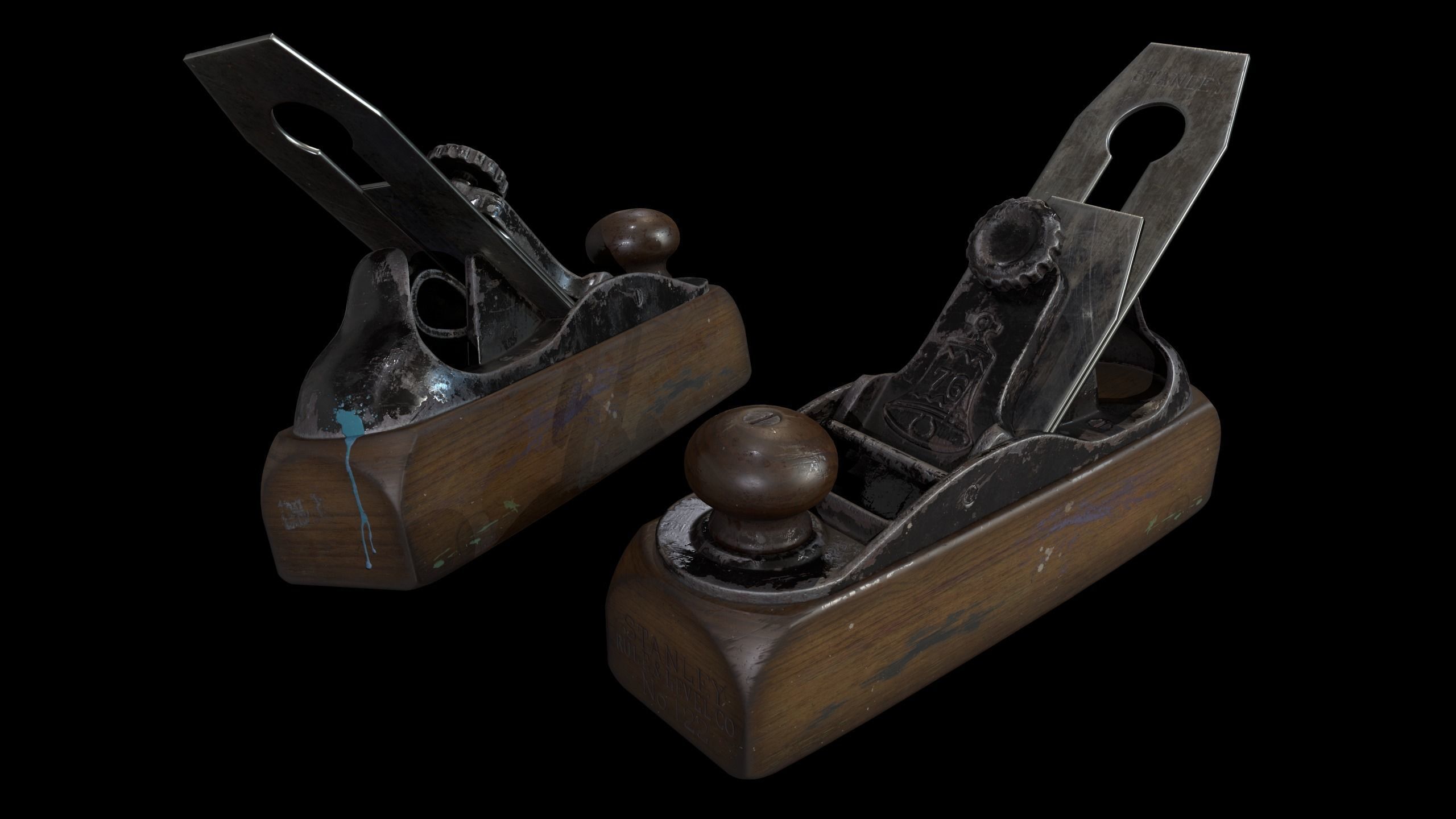 Jack-plane two planes Low-poly 3D model_2