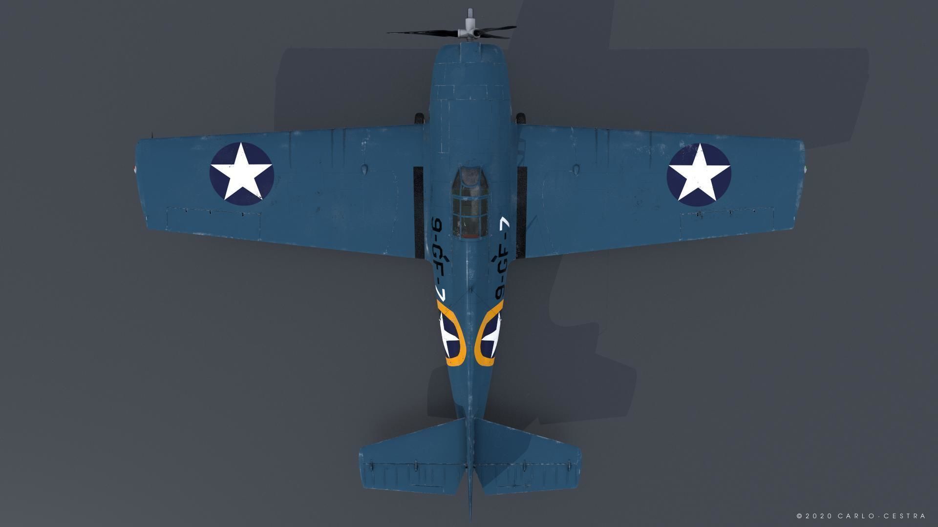F4F-4 9-GF-7 - Rigged Low-poly 3D model_17