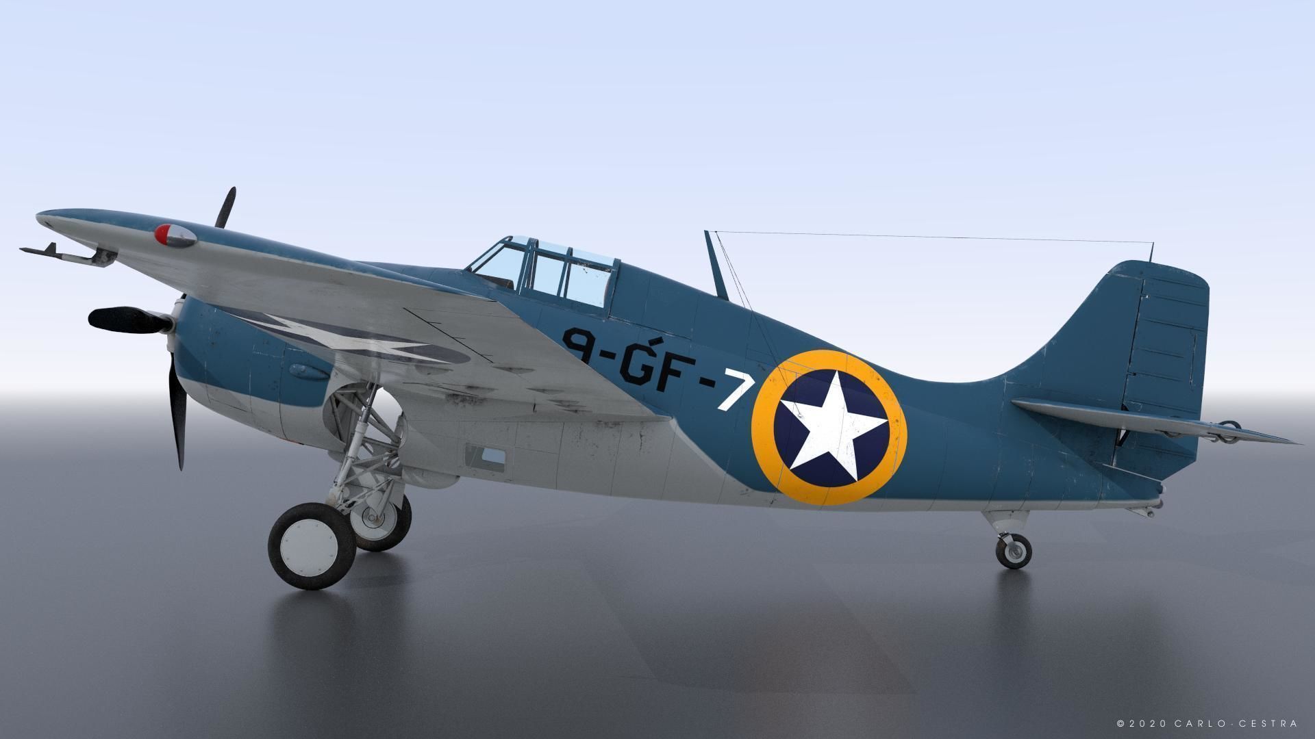 F4F-4 9-GF-7 - Rigged Low-poly 3D model_15