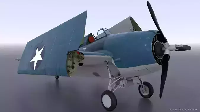 F4F-4 9-GF-7 - Rigged Low-poly 3D model