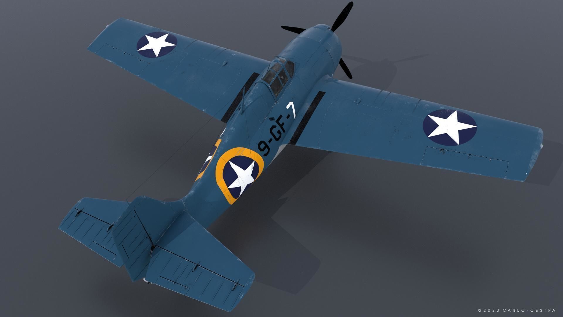 F4F-4 9-GF-7 - Rigged Low-poly 3D model_10