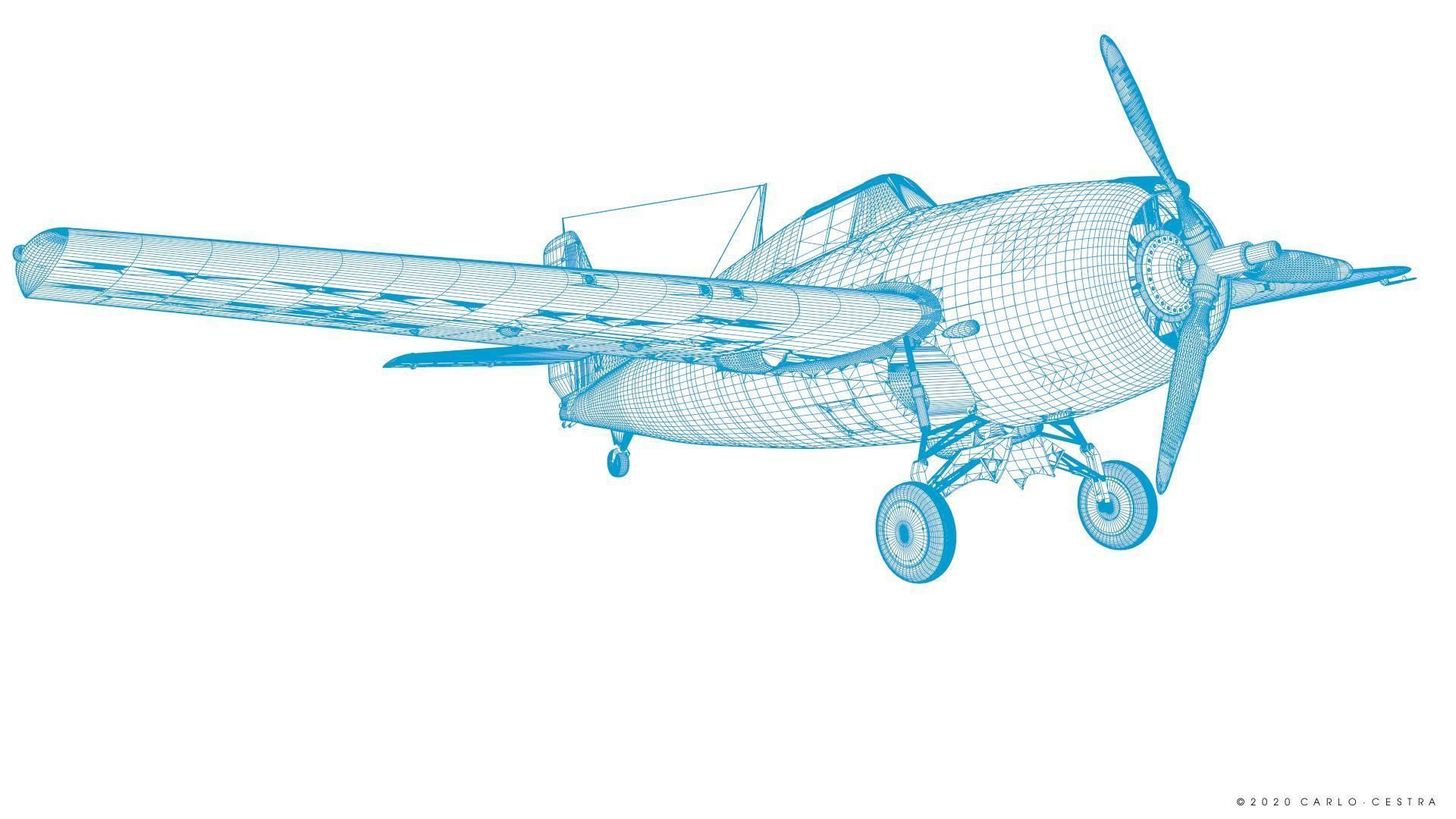 F4F-4 9-GF-7 - Rigged Low-poly 3D model_67