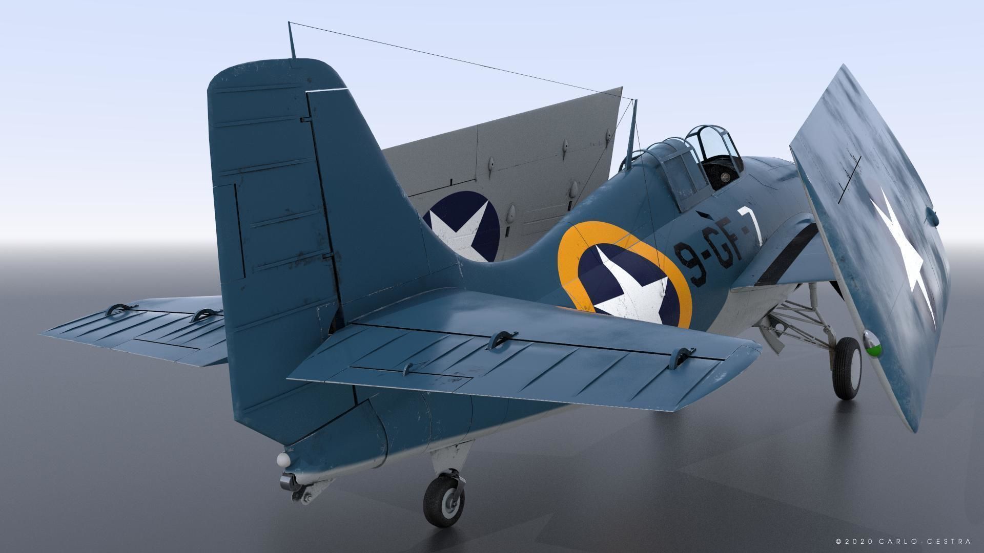 F4F-4 9-GF-7 - Rigged Low-poly 3D model_24