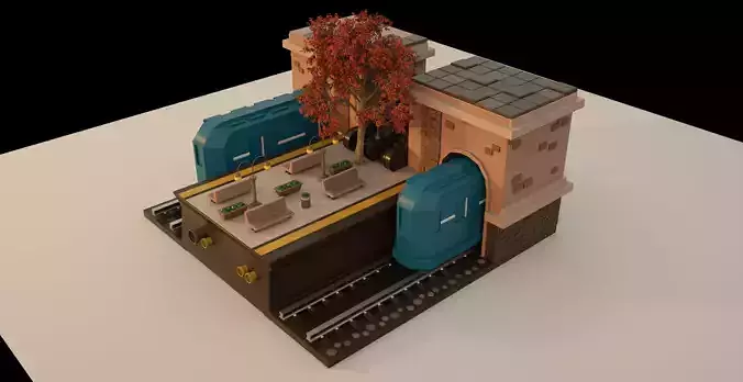 Subway Station Cartoon low-poly 3d model Game