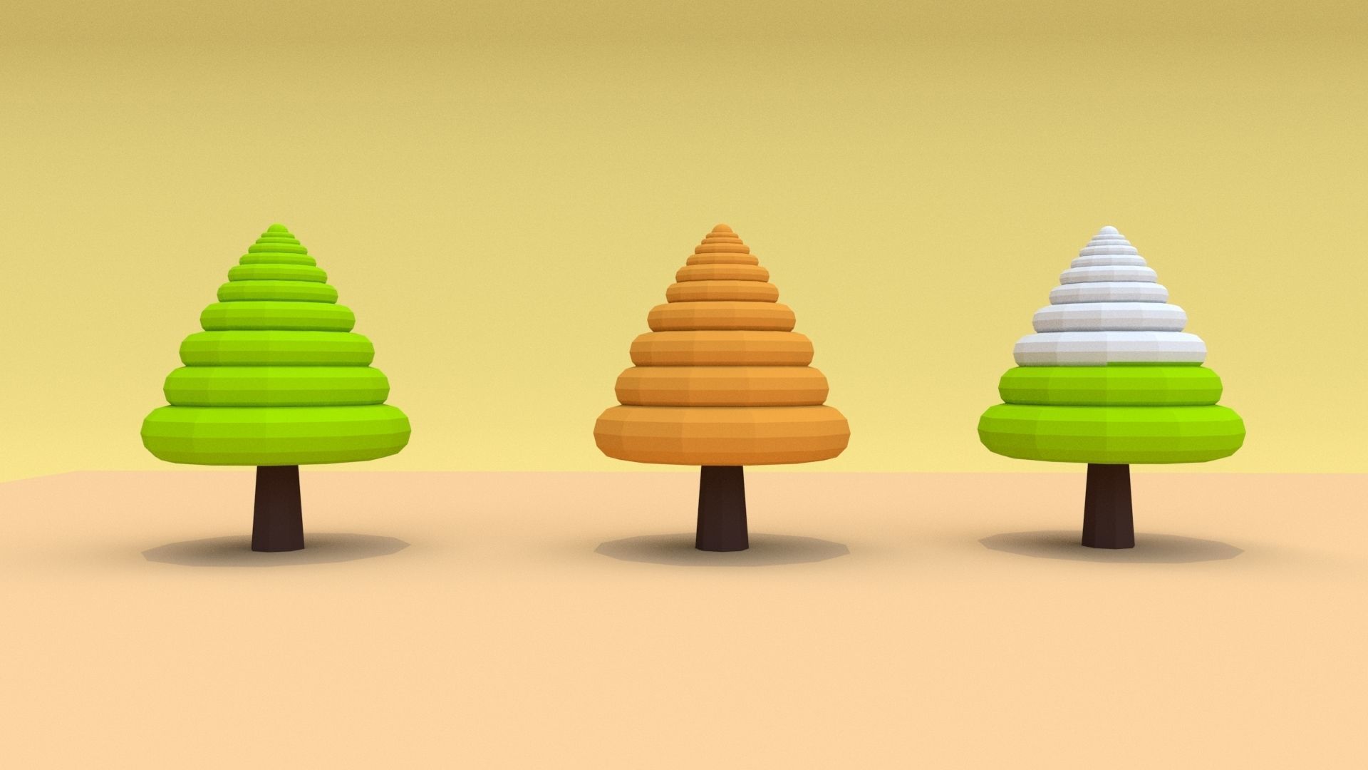 Trees Pack 06 Low-poly 3D model_4