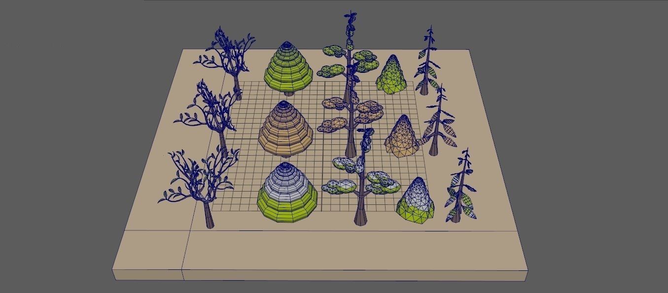 Trees Pack 06 Low-poly 3D model_9
