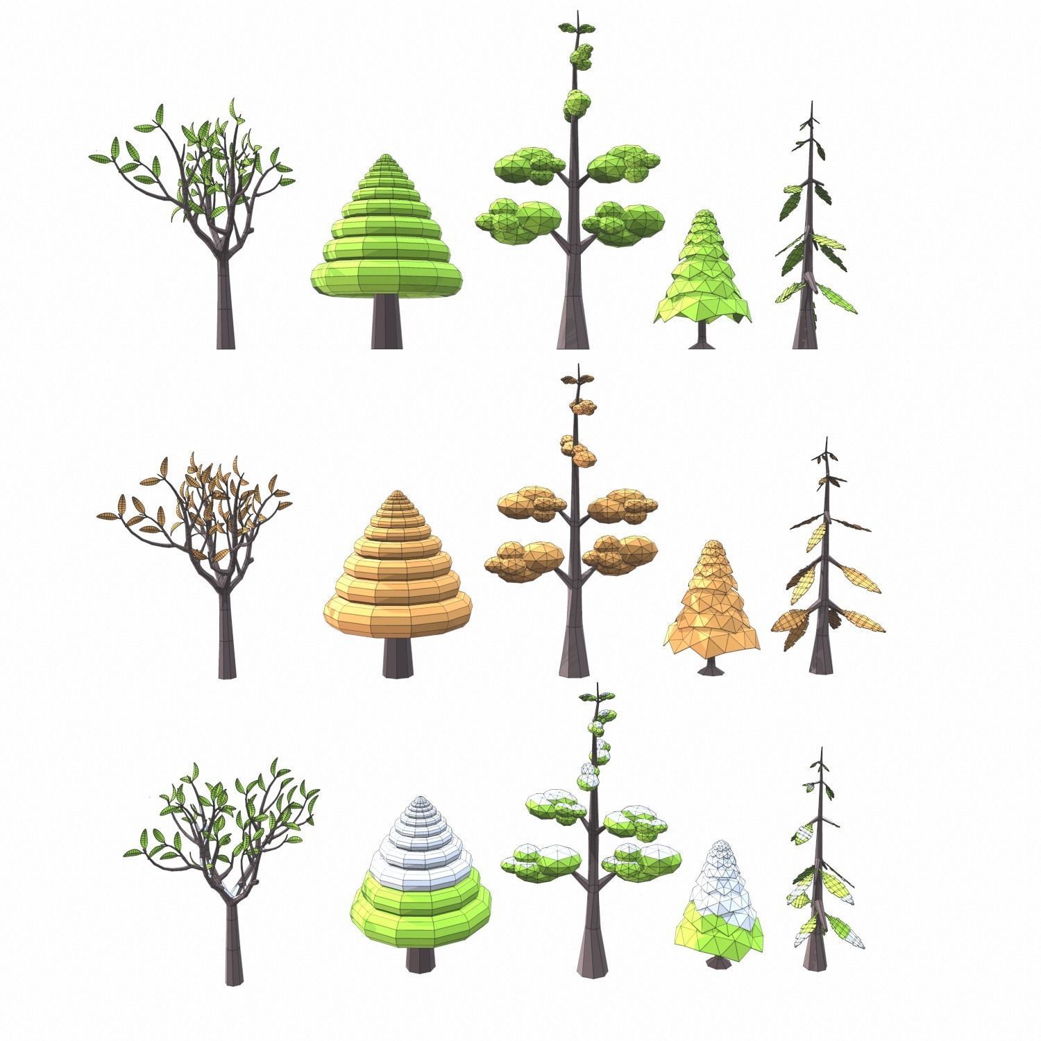 Trees Pack 06 Low-poly 3D model_1