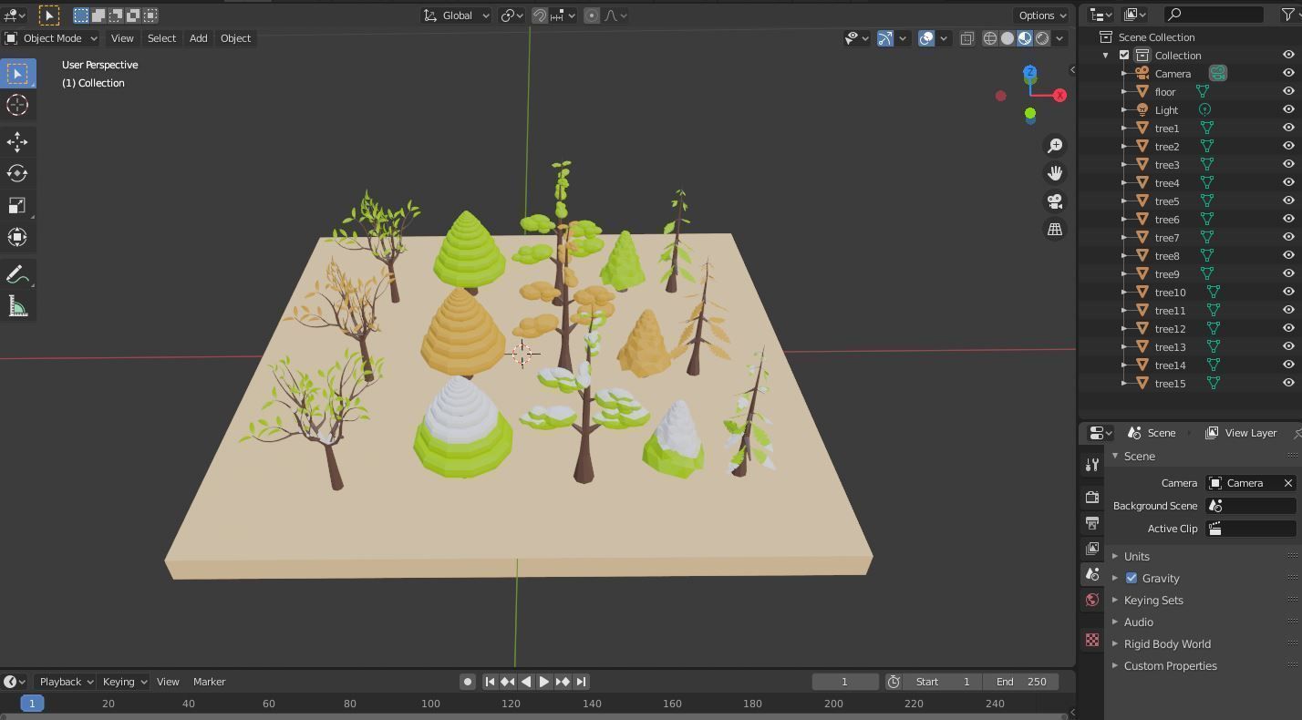 Trees Pack 06 Low-poly 3D model_7
