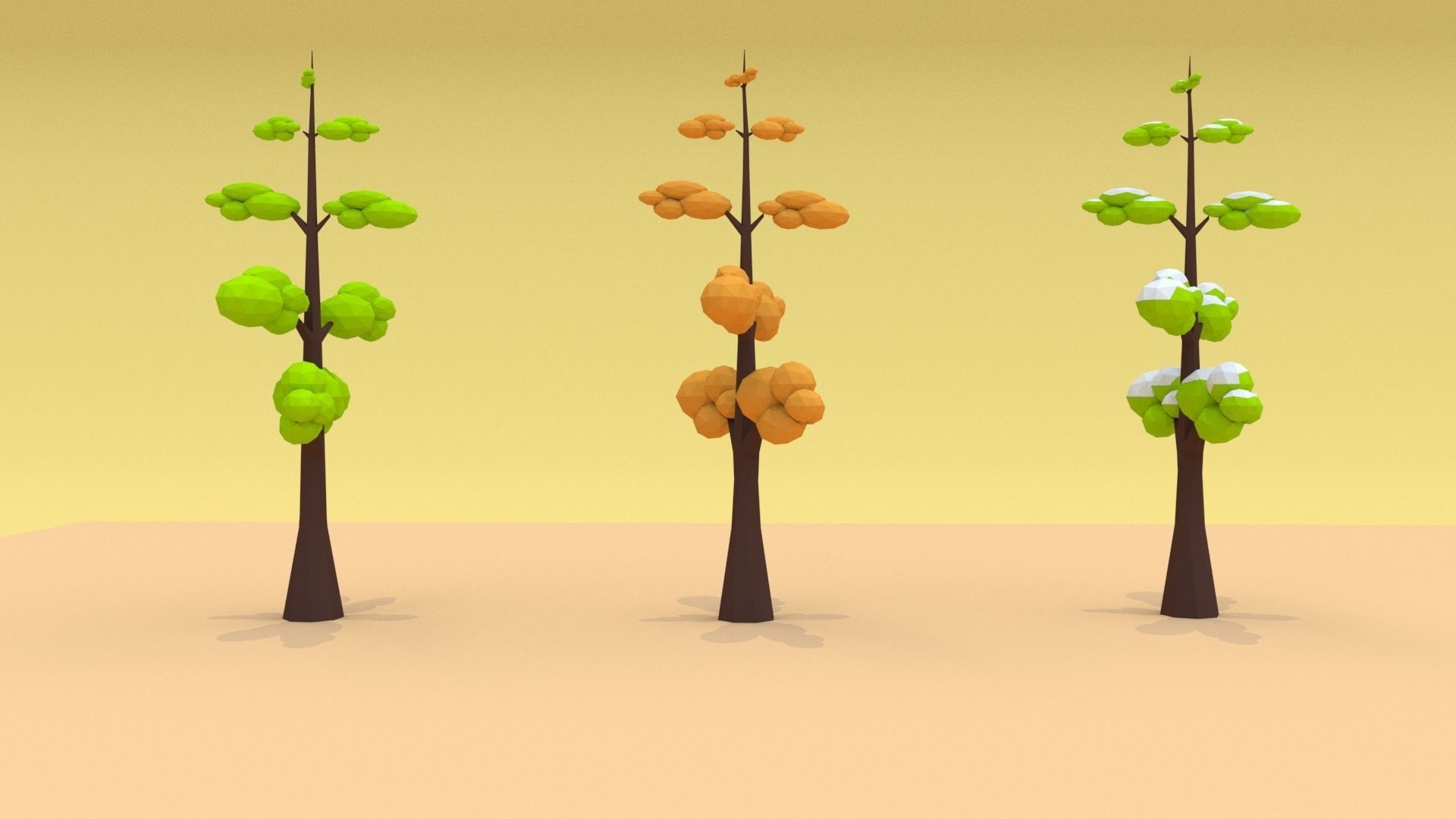 Trees Pack 06 Low-poly 3D model_2